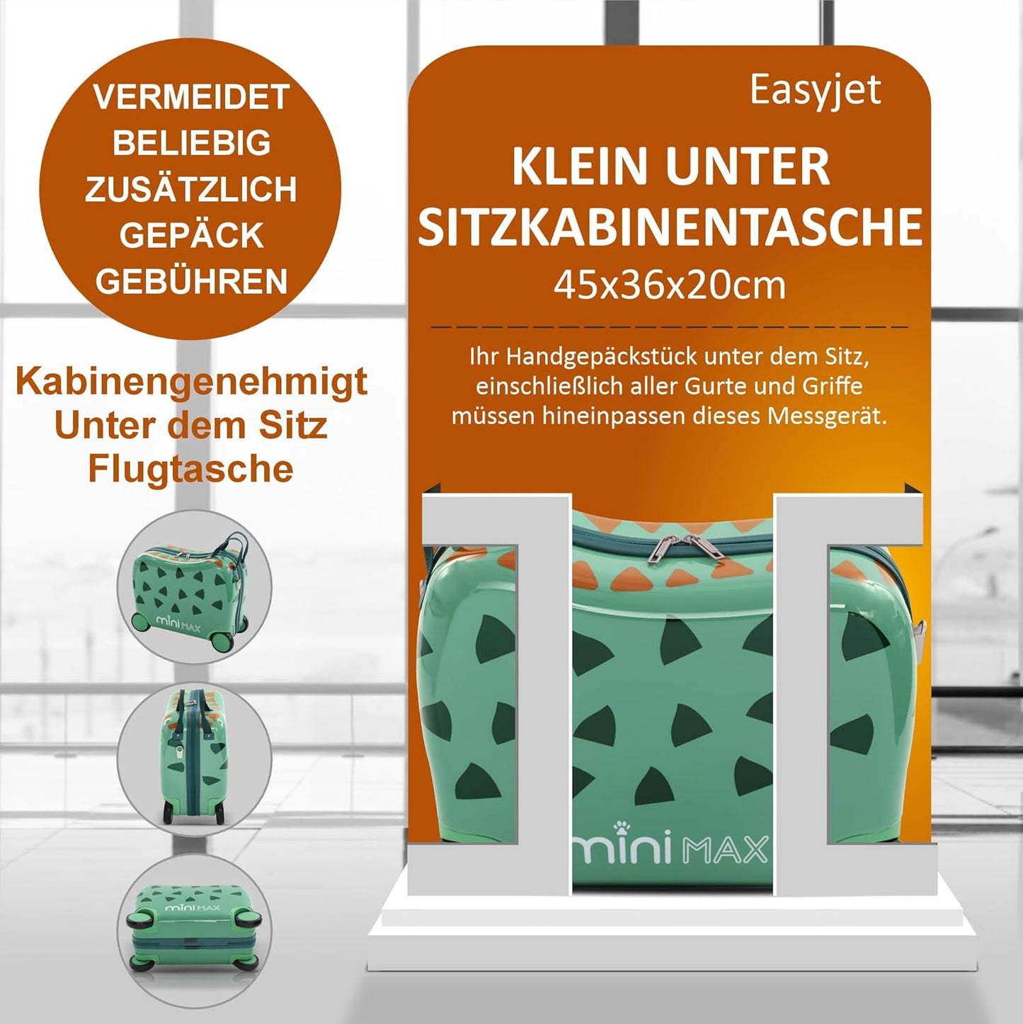 Minimax Kinder-Hartschalenkoffer Dinosaurier mit 4 Rollen, Dinosaurier