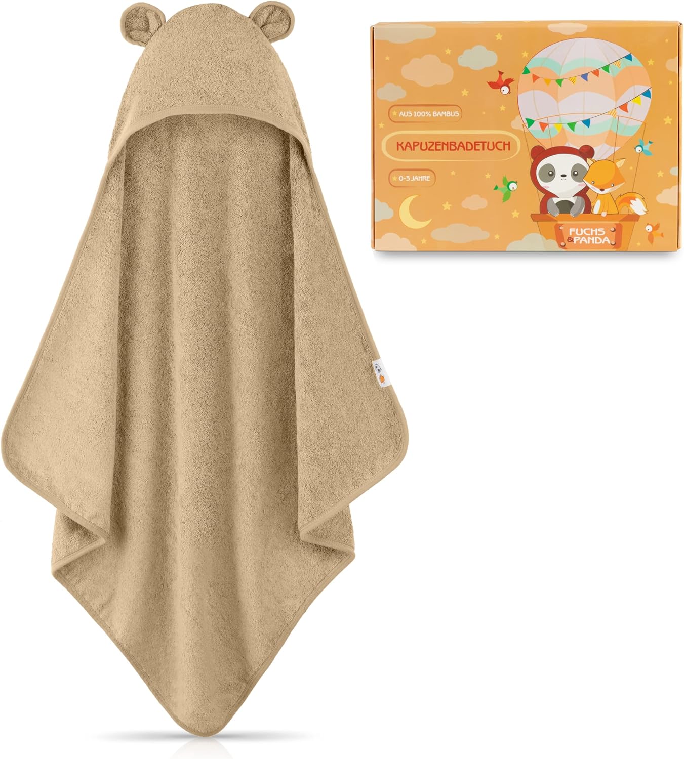 Baby Kapuzenhandtuch (extra dick & weich) 75x75cm, Mojave-beige