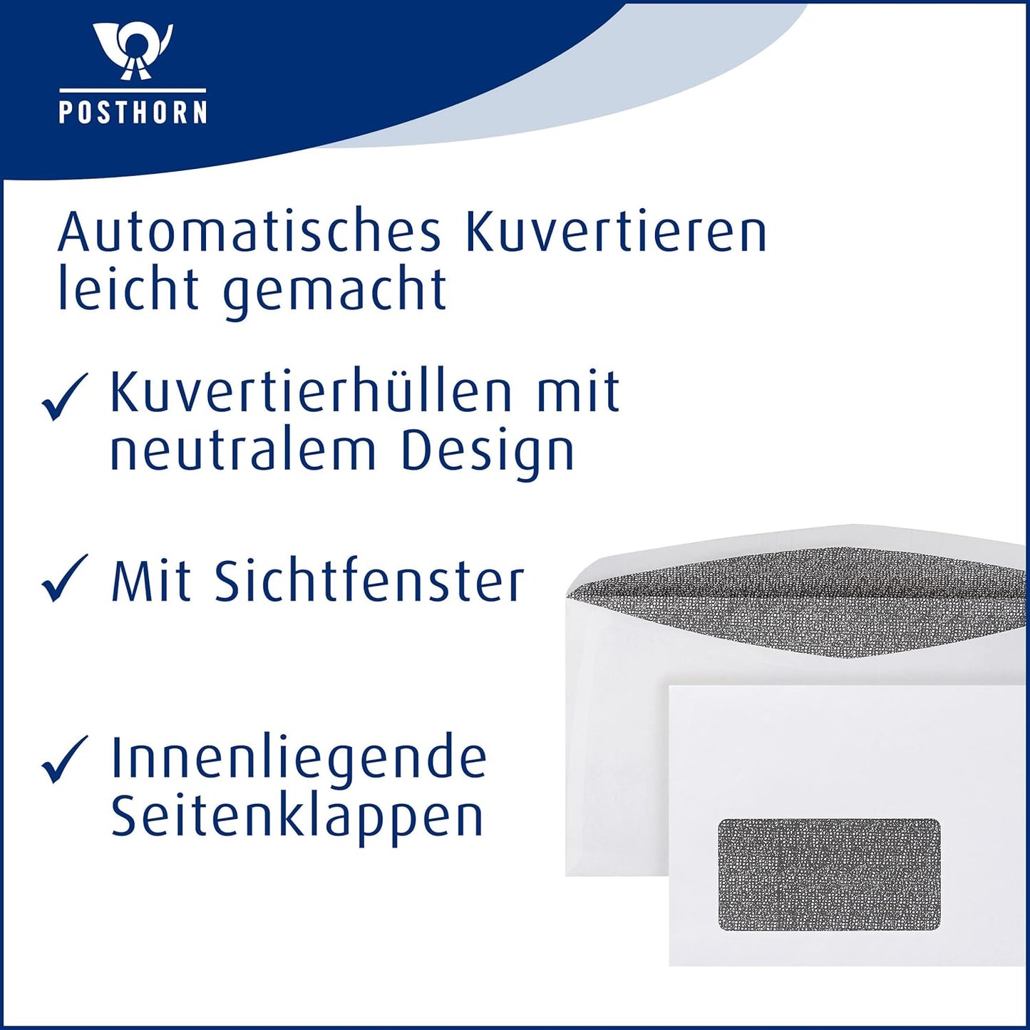 Briefumschläge C6/5 mit Fenster (1000 Stück), weiss / Innendruck Zahlenmeer
