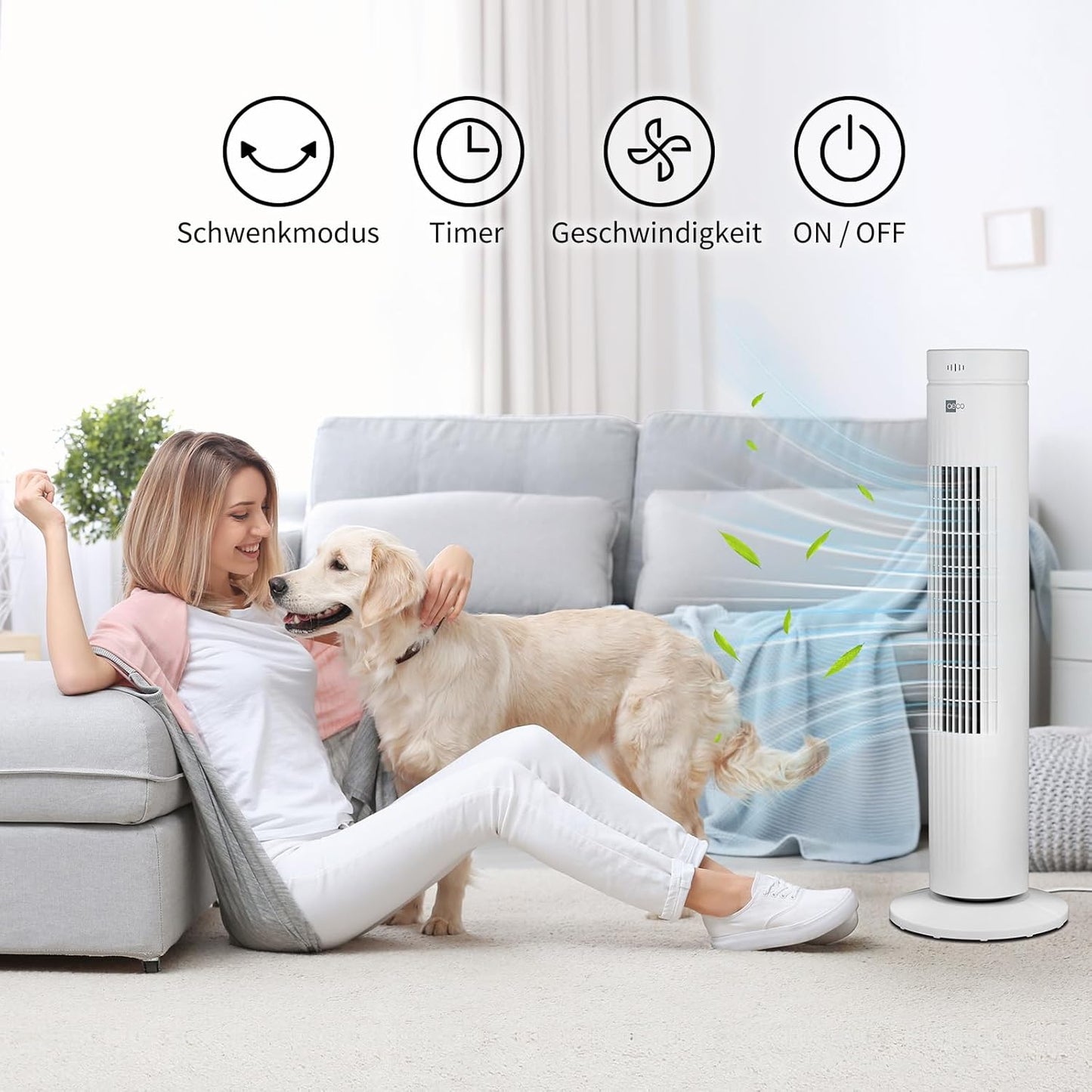 AirX SPIN Turmventilator mit Fernbedienung, Turmventilator