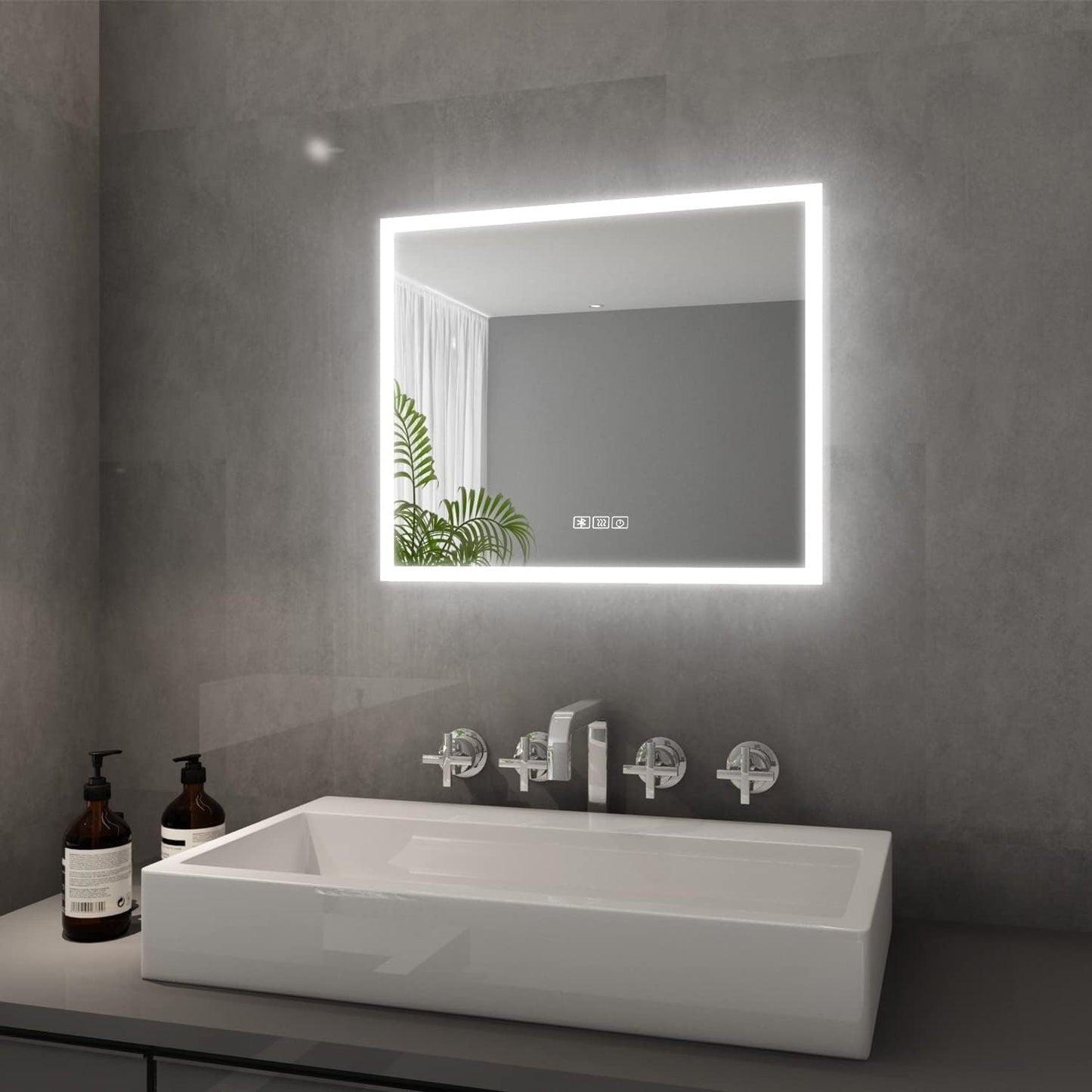 LED-Badezimmerspiegel mit Bluetooth-Lautsprecher, 50L x 60B cm