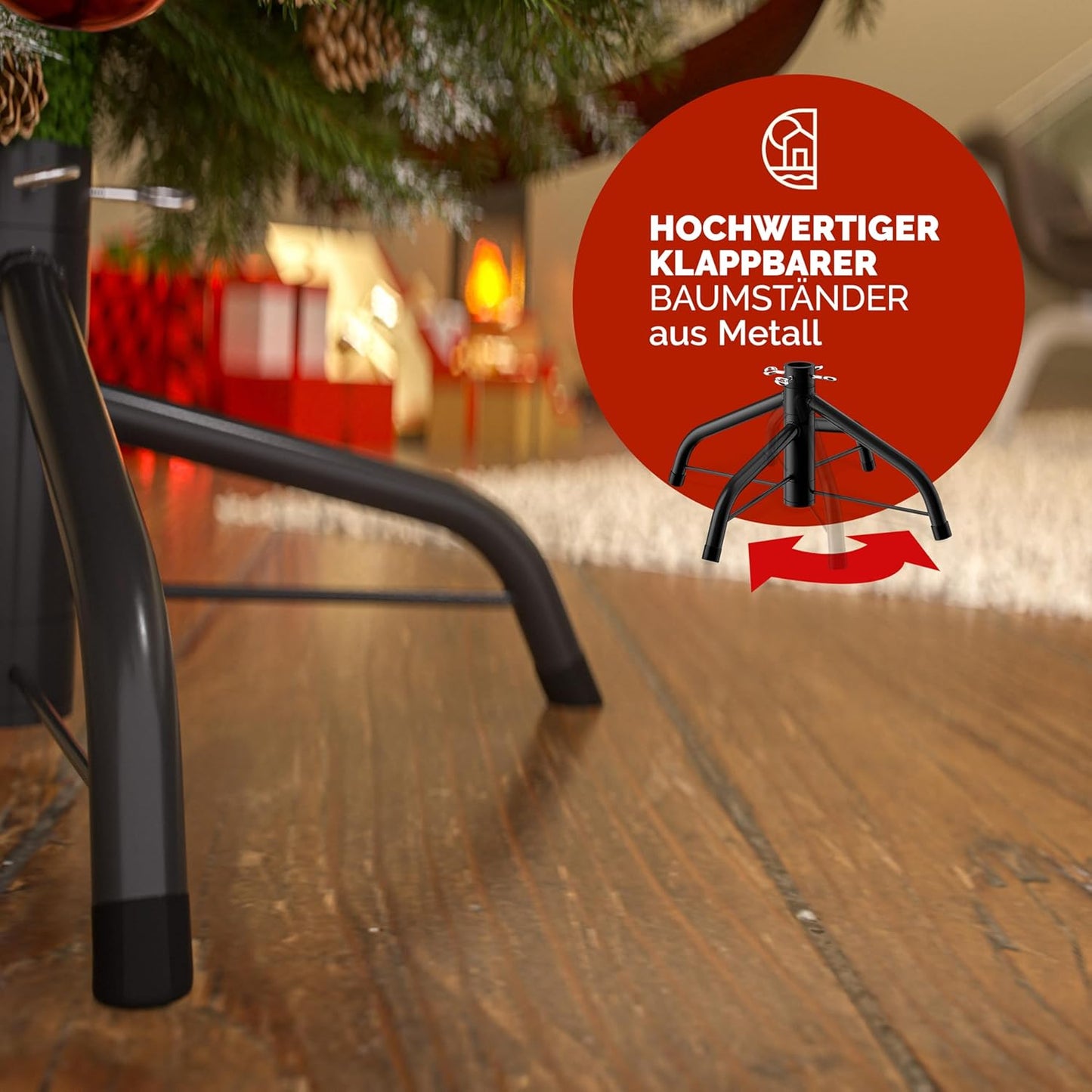 Künstlicher Weihnachtsbaum mit Tannenzapfen, Grün - Weiß 180 cm