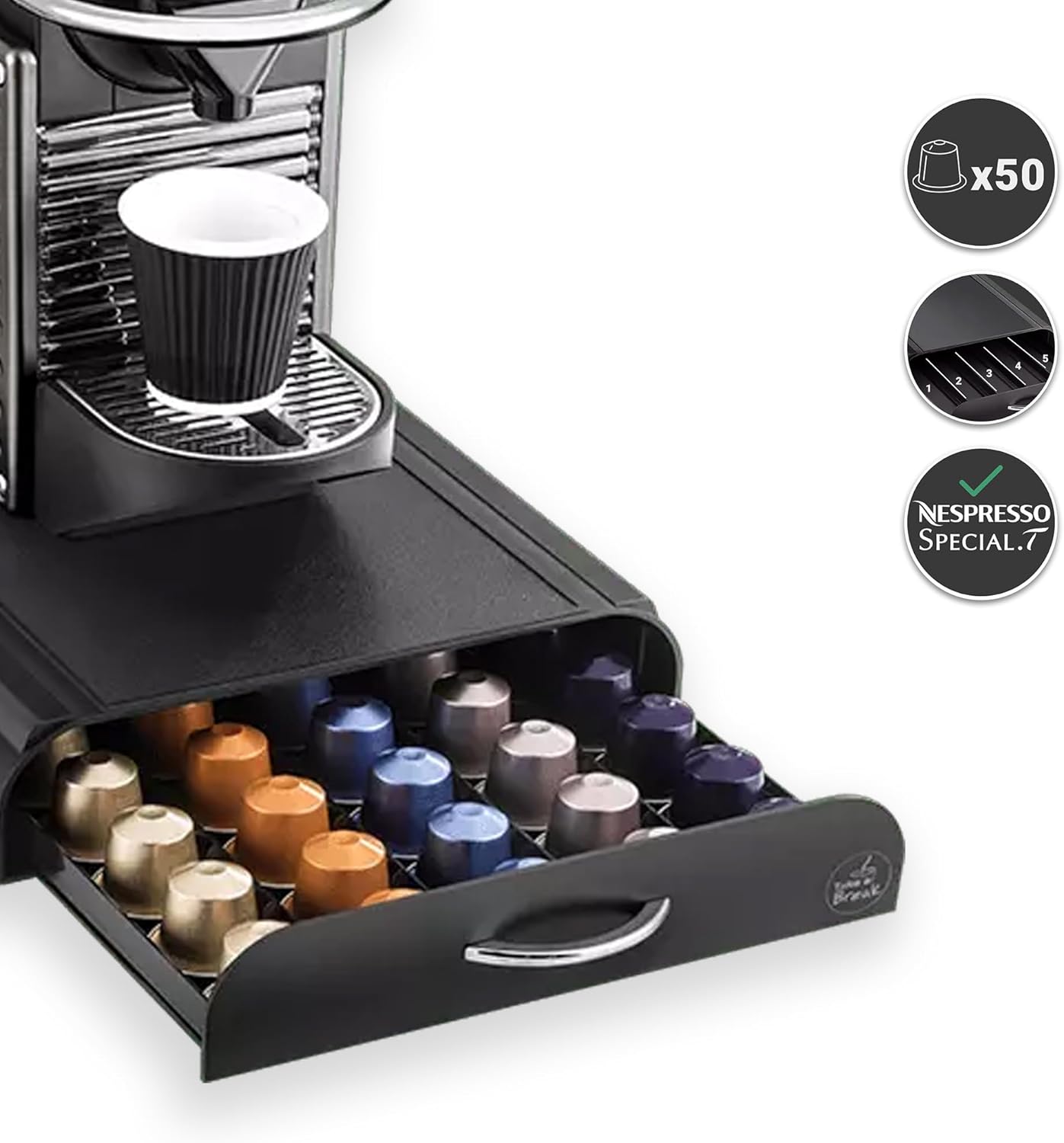 Kaffeekapselspender mit Schublade, 1 Schublade