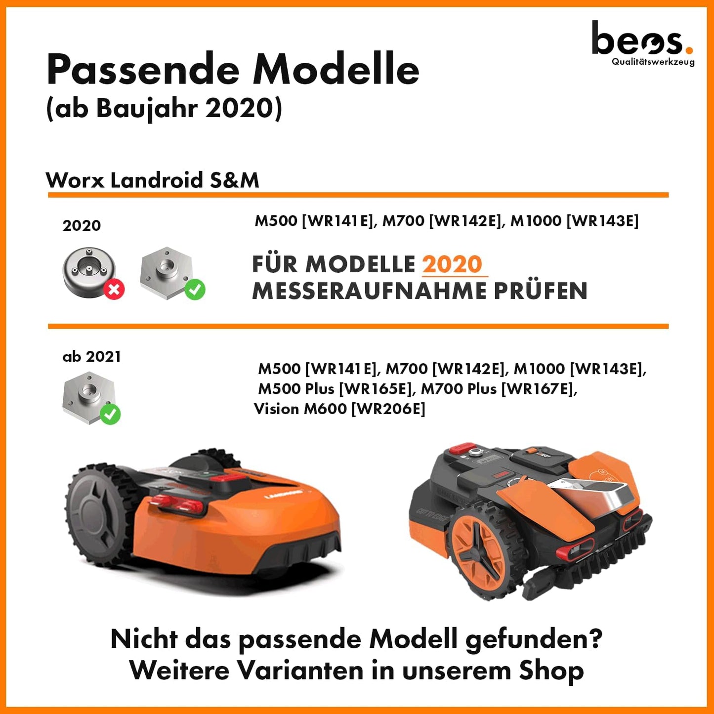 Mähroboter Messerteller, Worx S&M [ab BJ 2020]
