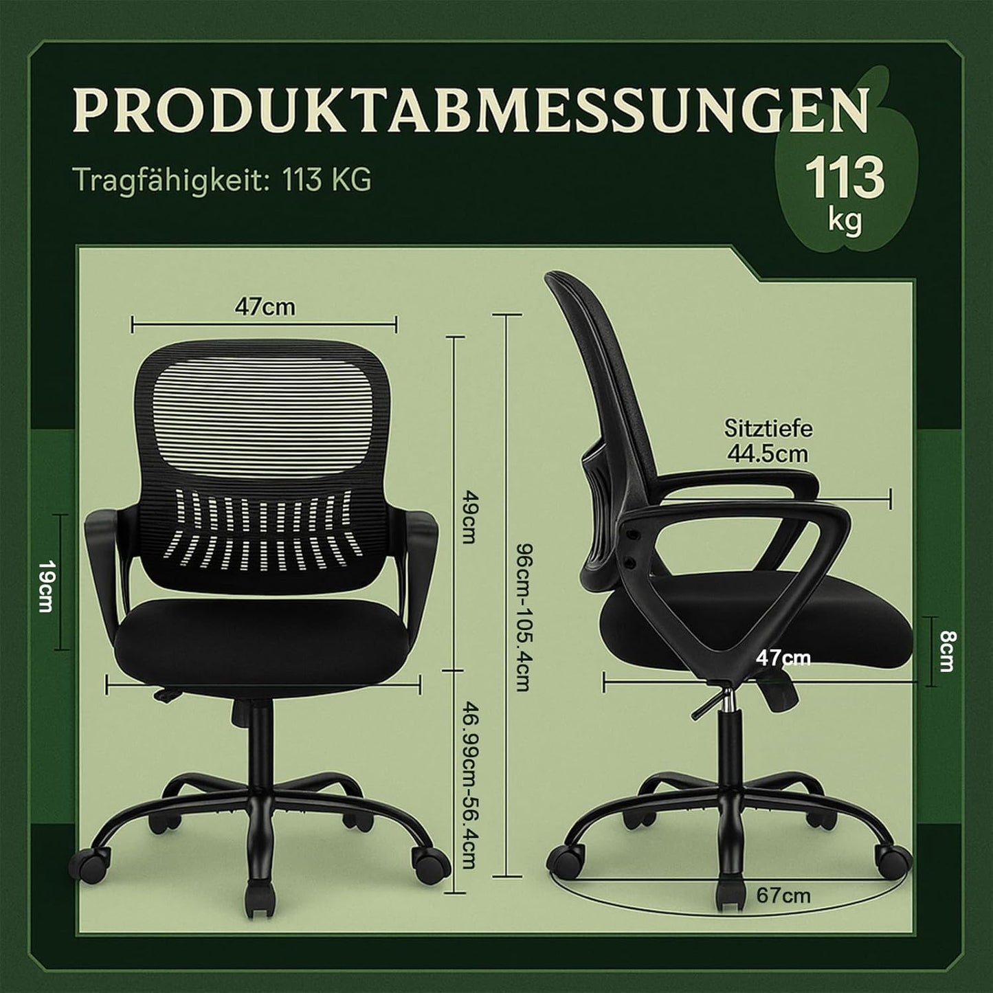 Ergonomischer Schreibtischstuhl, Schwarz