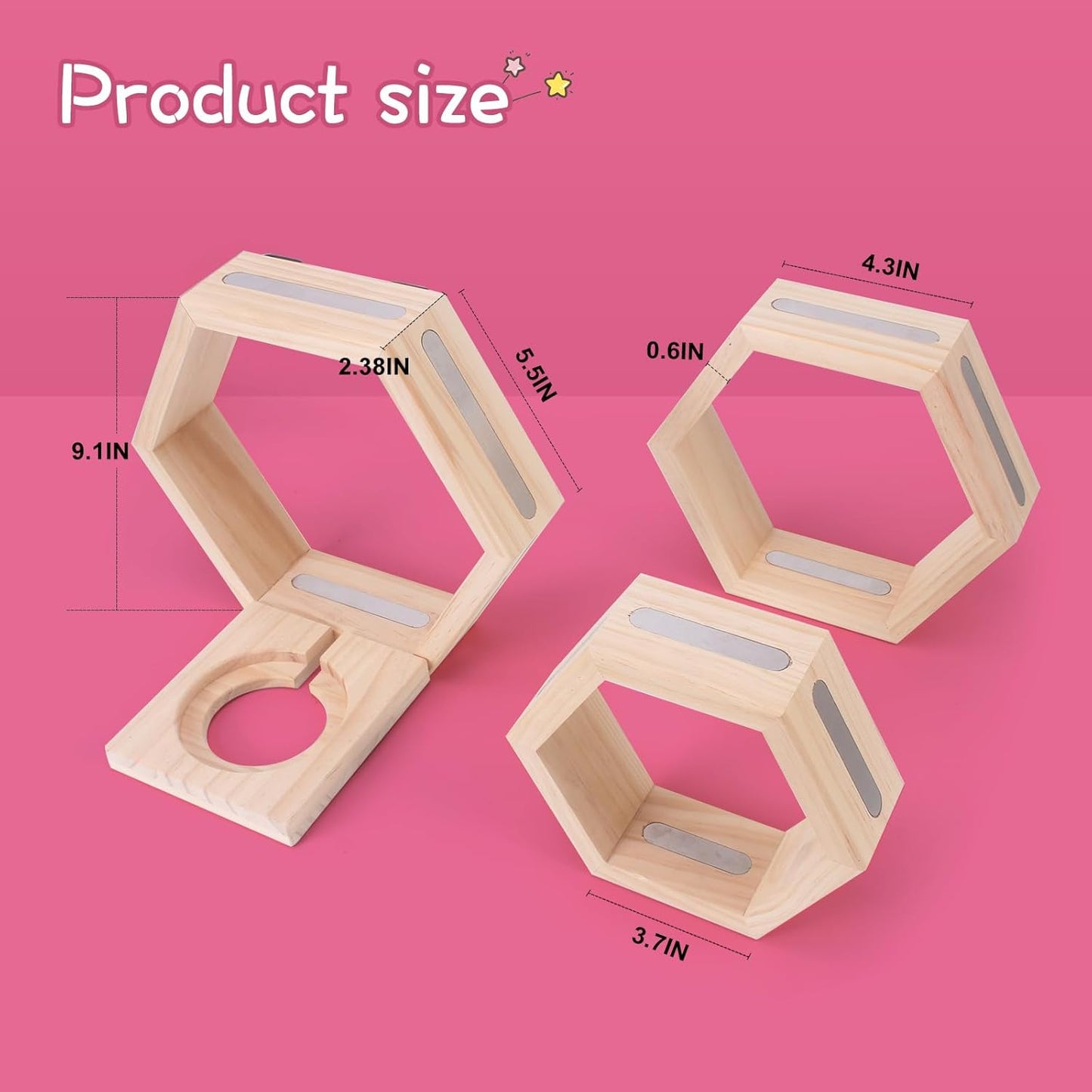 3er-Set Tonie Regal Wabe für Toniebox & Figuren, Natural Wood