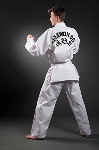 Taekwondo Anzug mit Druck, 110 Weiss