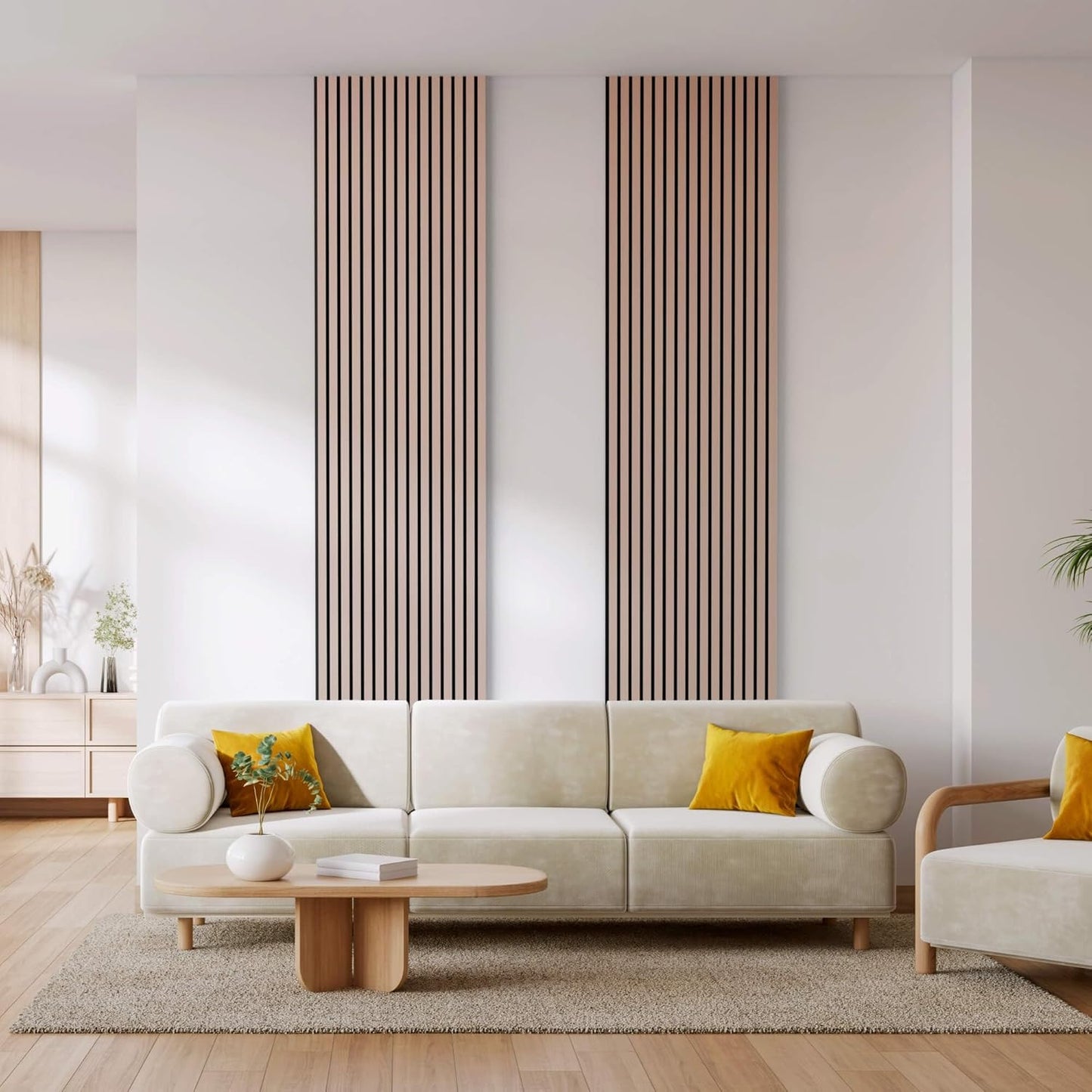 2er-Set Akustikpaneele für Wand & Decke, Eiche Dunkel, 2