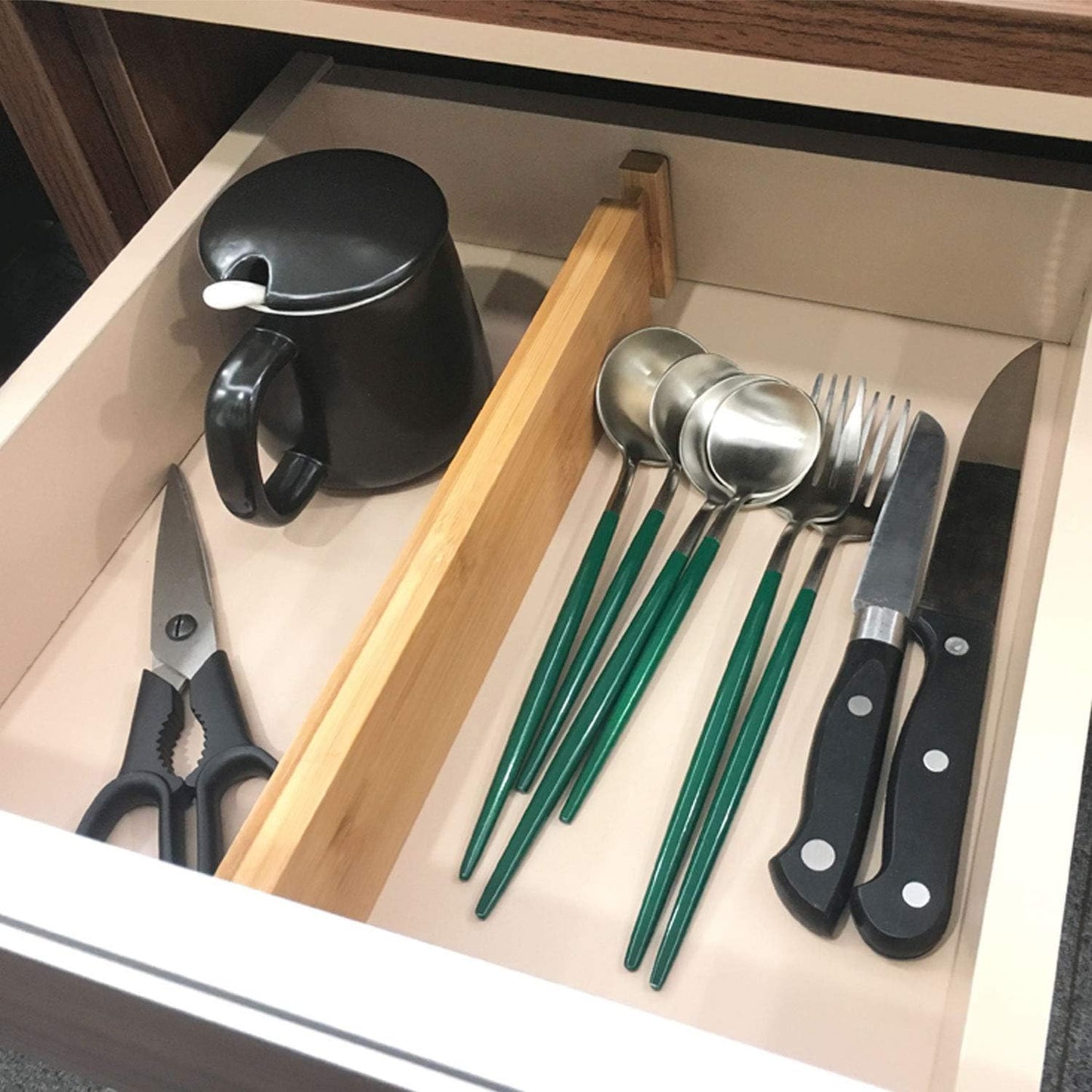 6er Set Verstellbare Bambus-Schubladentrenner, Groß