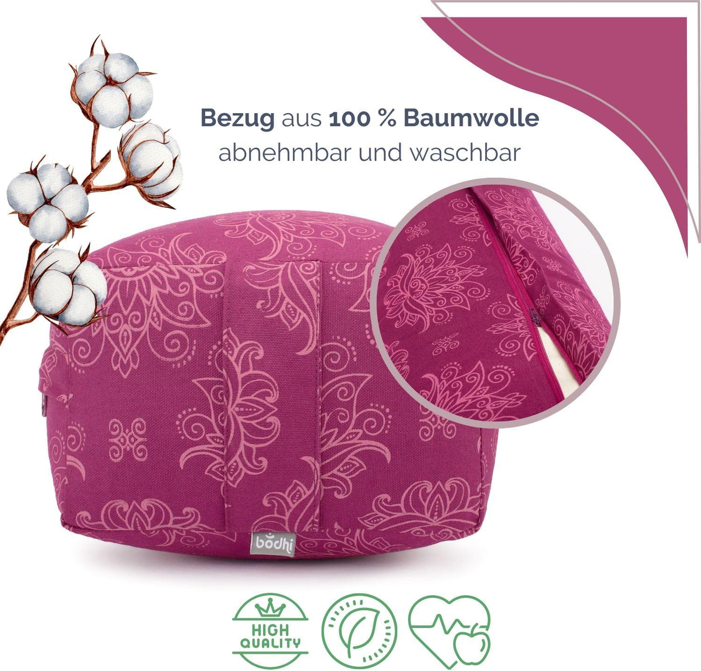 Rechteckiges Yogakissen für Yin Yoga, Lotus/ berry