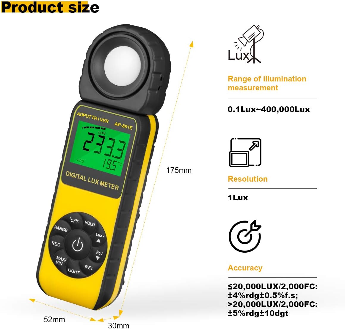 Belichtungsmesser AP-881E, AP-881E(300.000Lux)