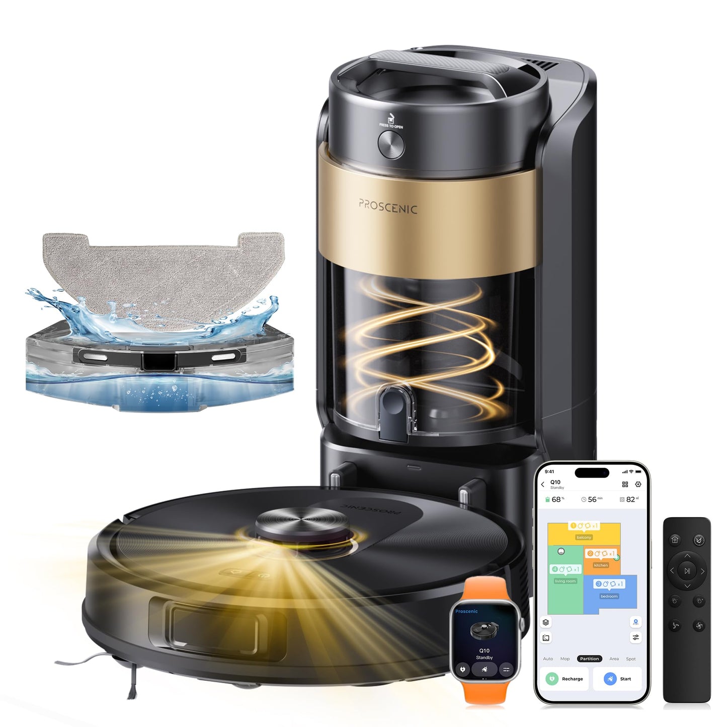 Q20 Plus Saugroboter mit Wischfunktion, L Schwarz