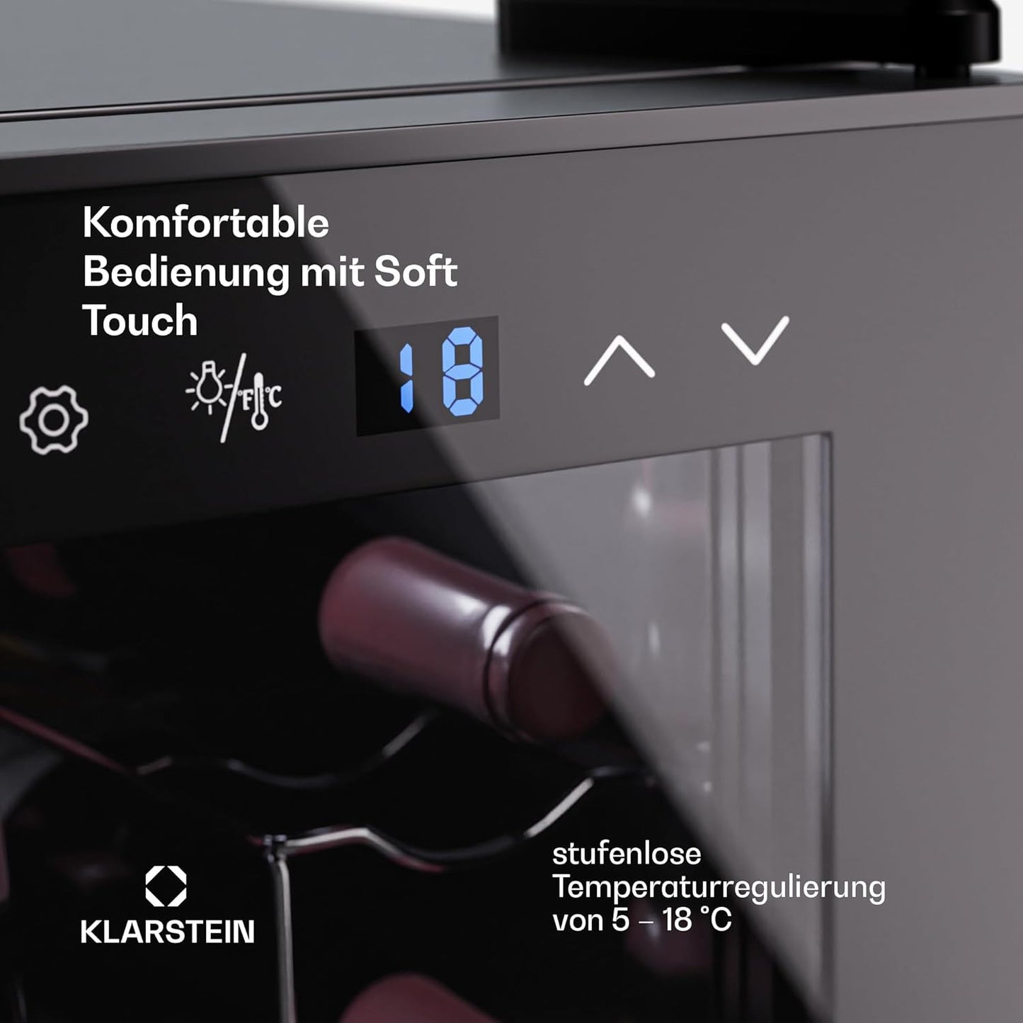 Weinkühlschrank für 8 Flaschen, Eine Zone vertikal / 8 Flaschen / Schwarz