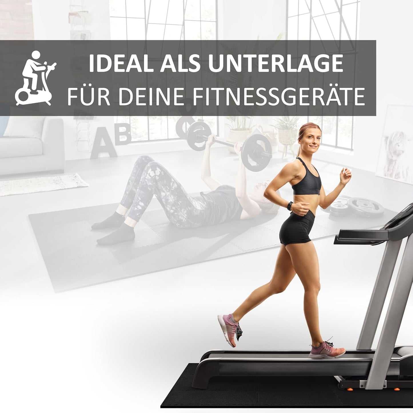 Bodenschutzmatte Fitness, 60 Stück, Schwarz, 60 Matten
