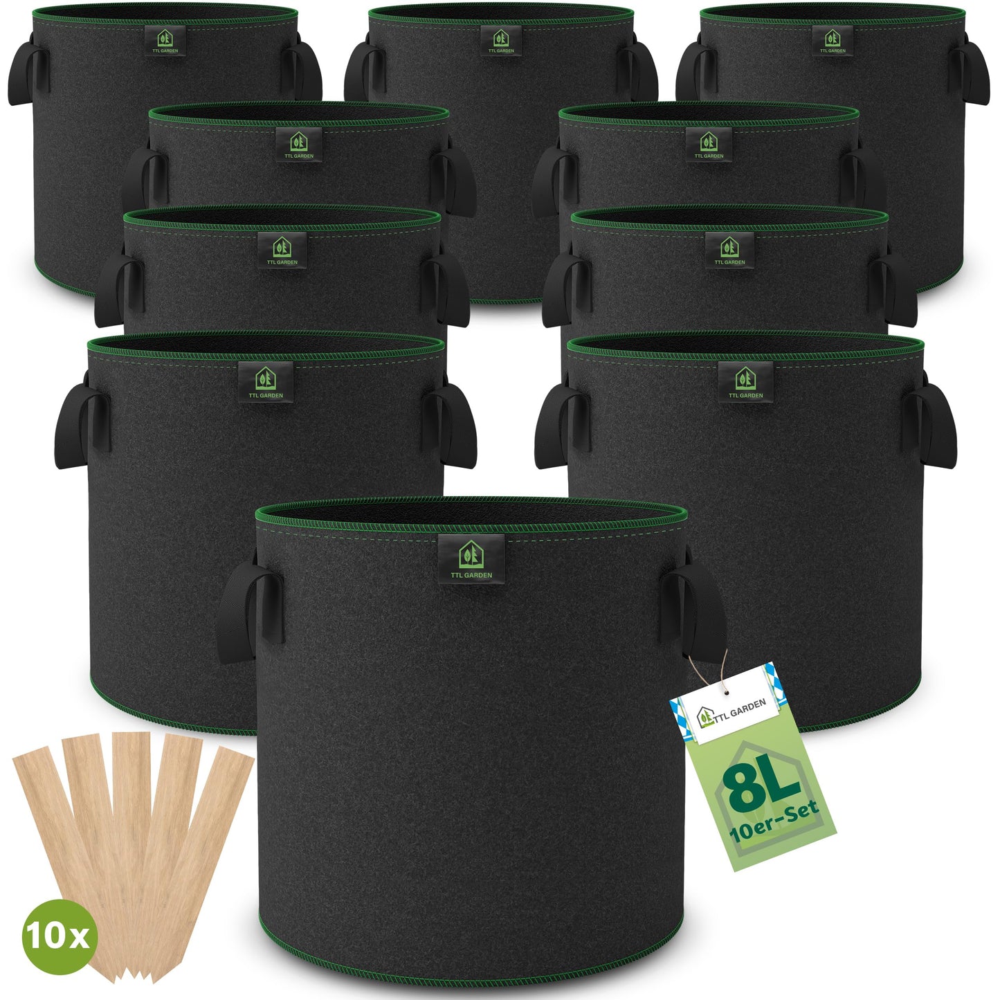 10er-Set Pflanzsack, 8L, 8 Liter Allrounder 10