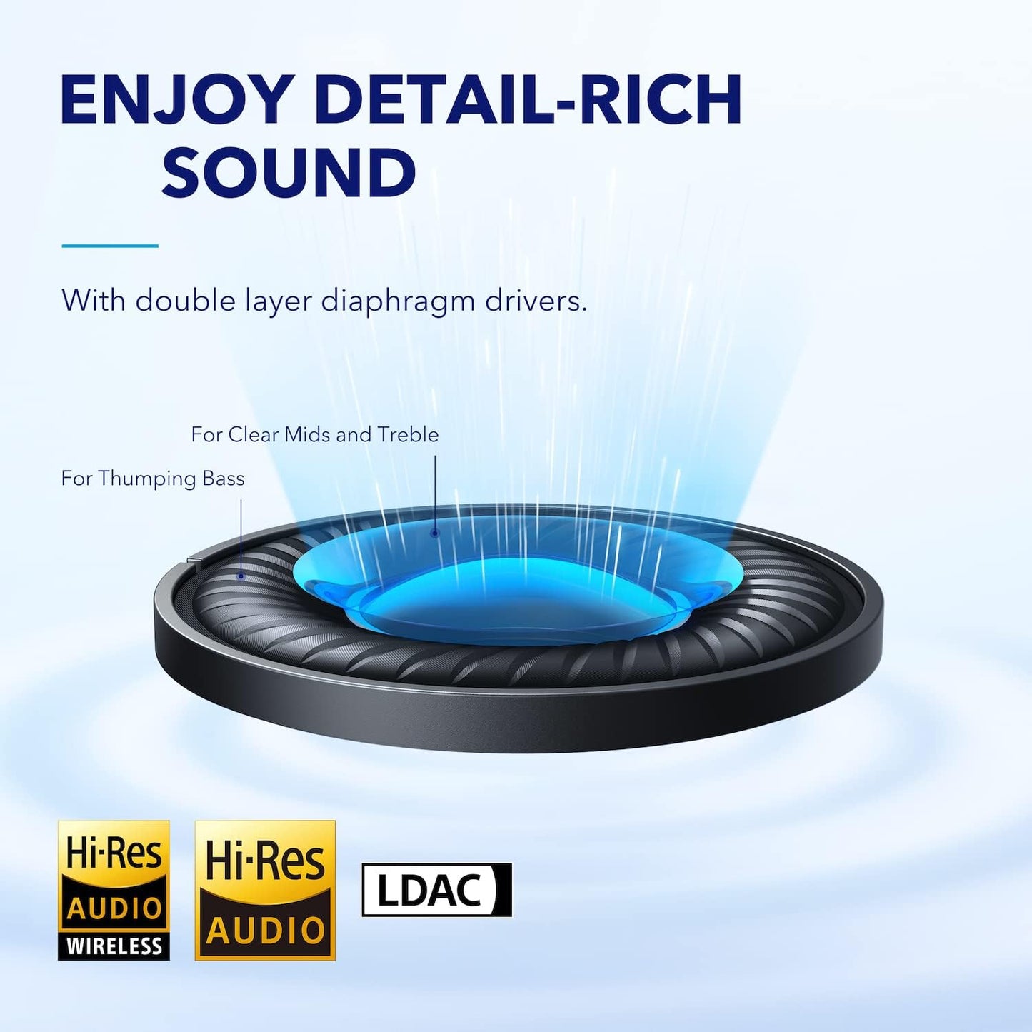 Bluetooth Kopfhörer Space Q45 mit ANC und Hi-Res Audio, blau