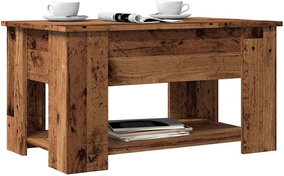Höhenverstellbarer Couchtisch, Altholz|79 x 49 x 42.5 cm