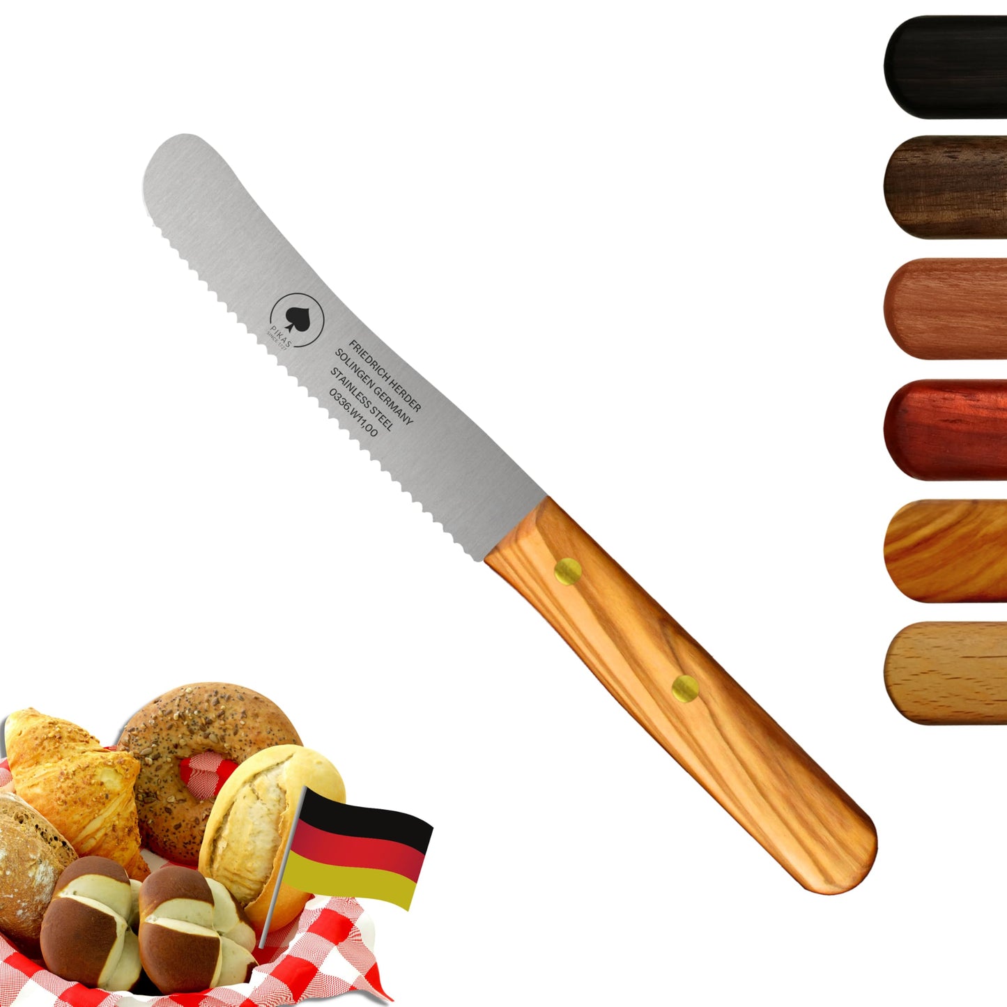 Brotmesser mit Olivenholzgriff, Olive 1