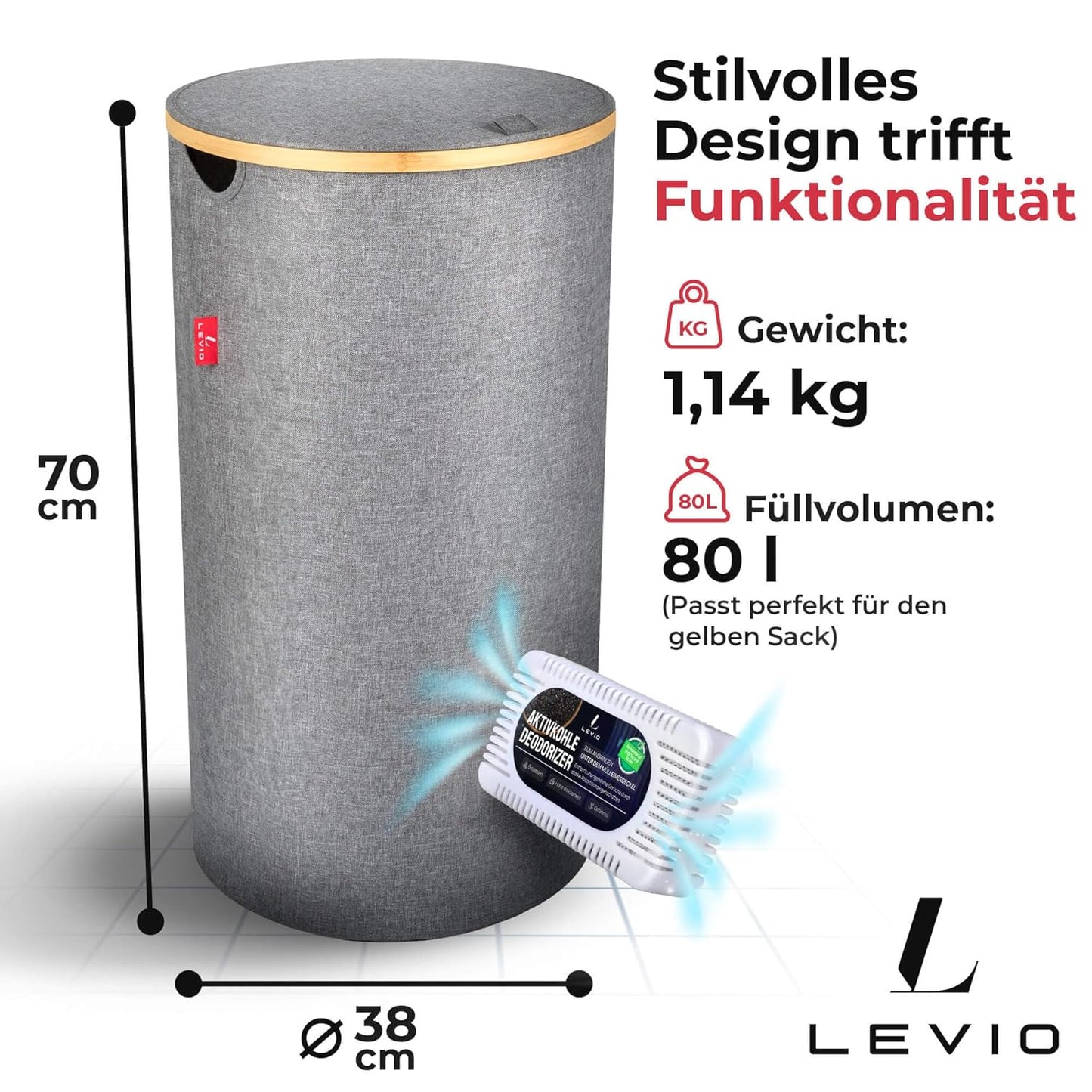 Müllsackständer mit Geruchsfilter, Grau