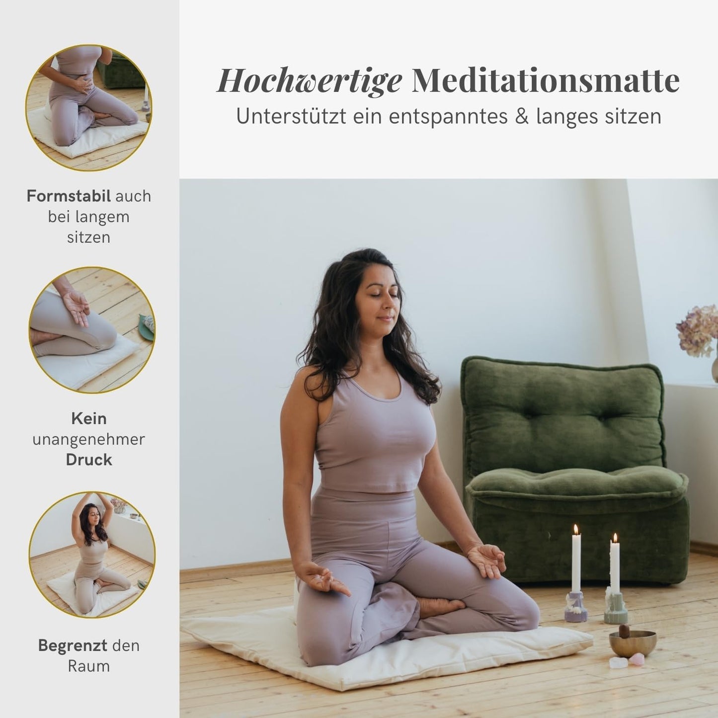 Meditationsmatte Zabuton Deluxe, 4 cm Anthrazitgrau