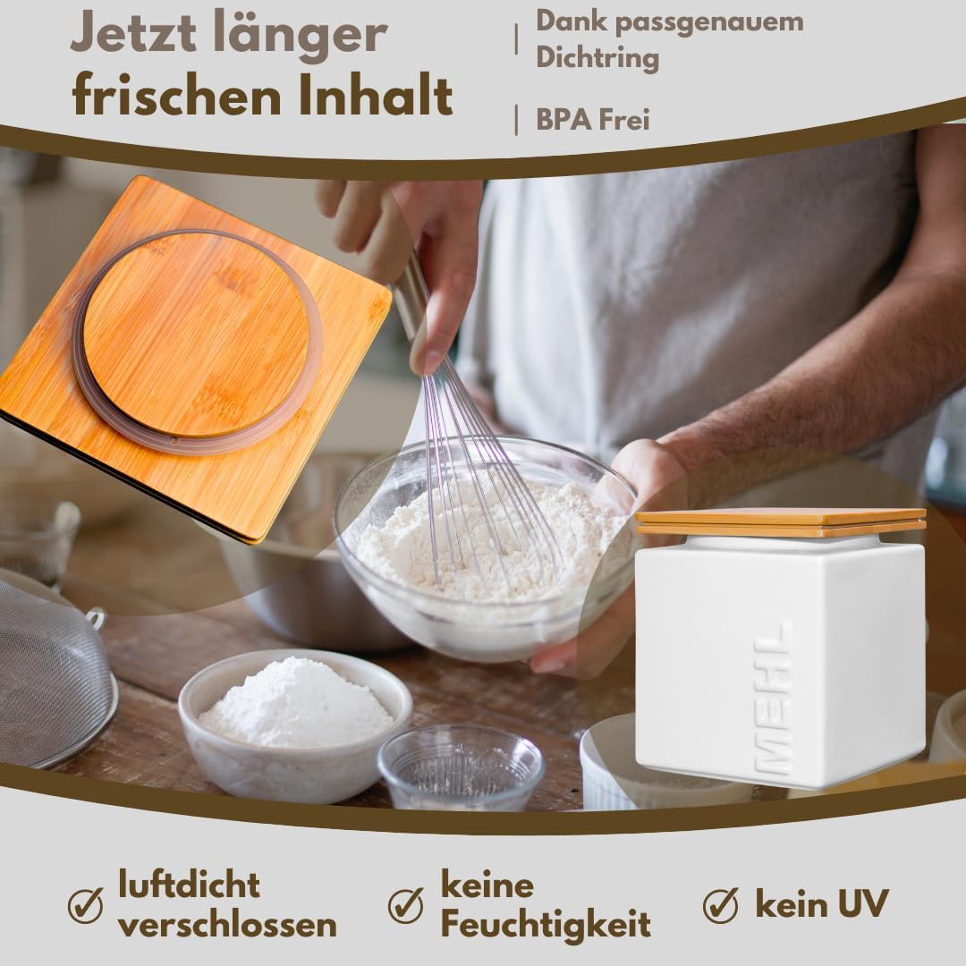 Luftdichter Mehlbehälter, Mehl Weiss
