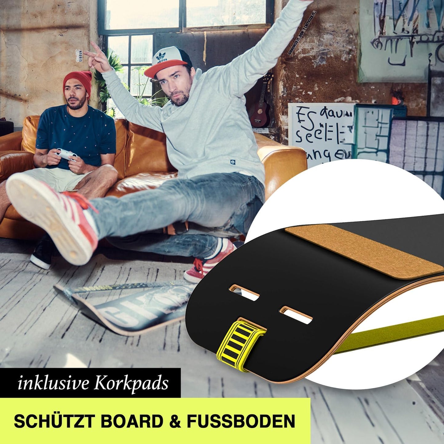Gyboard Balance Board mit App-Unterstützung, Schwarz / Weiss