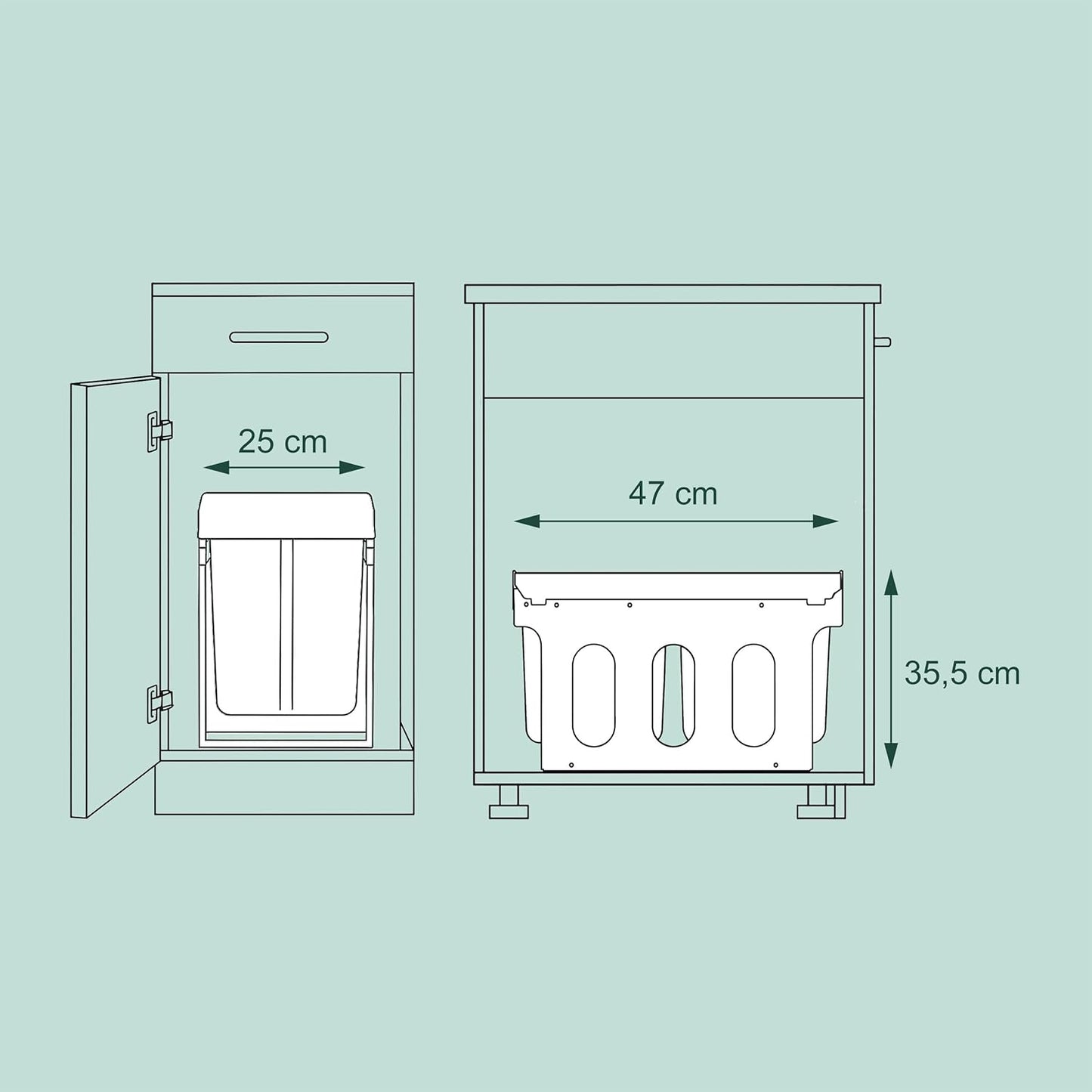 Einbaumülleimer Duo, 2x 8 l