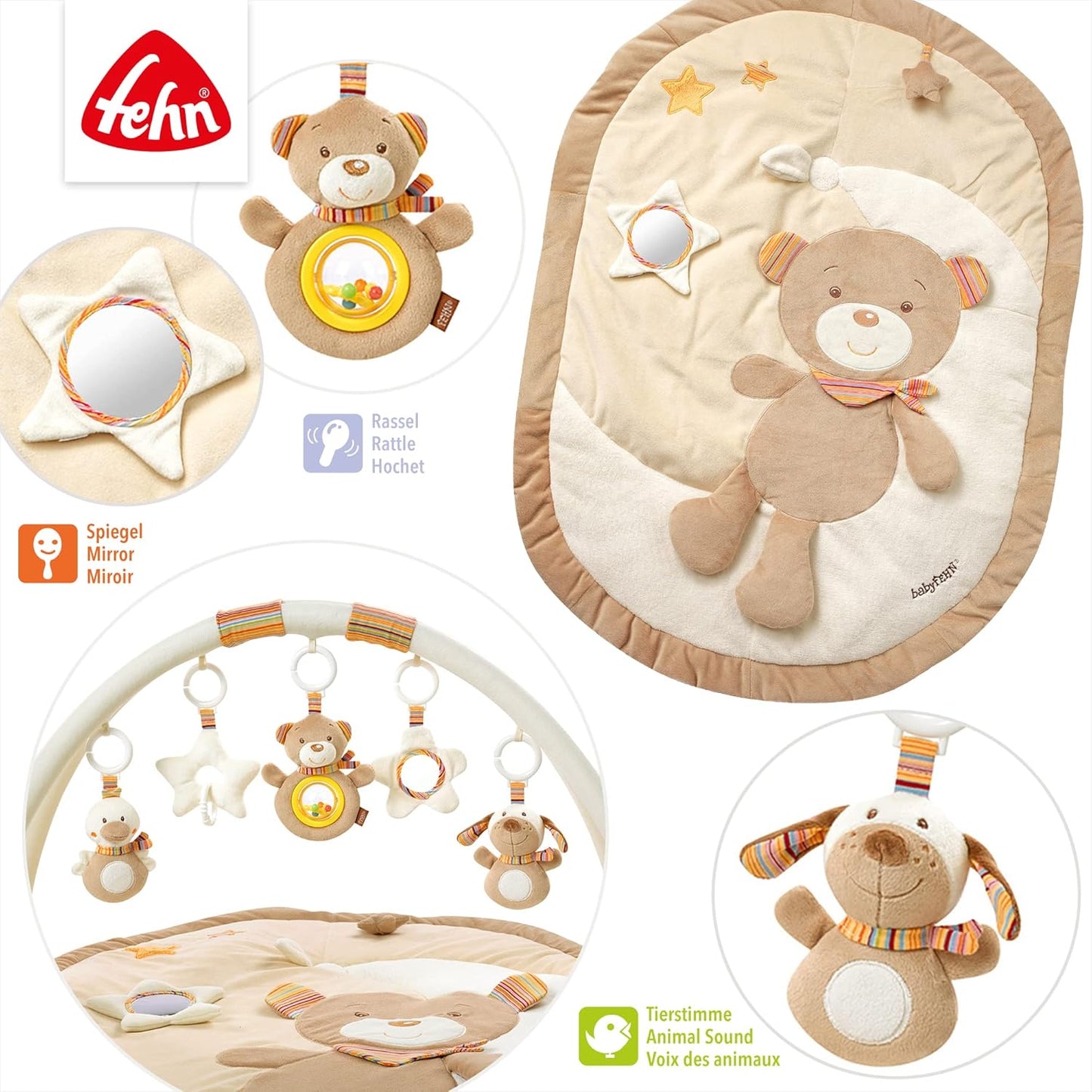 3D-Activity-Decke Bär Rainbow mit abnehmbaren Spielzeugen, Rainbow