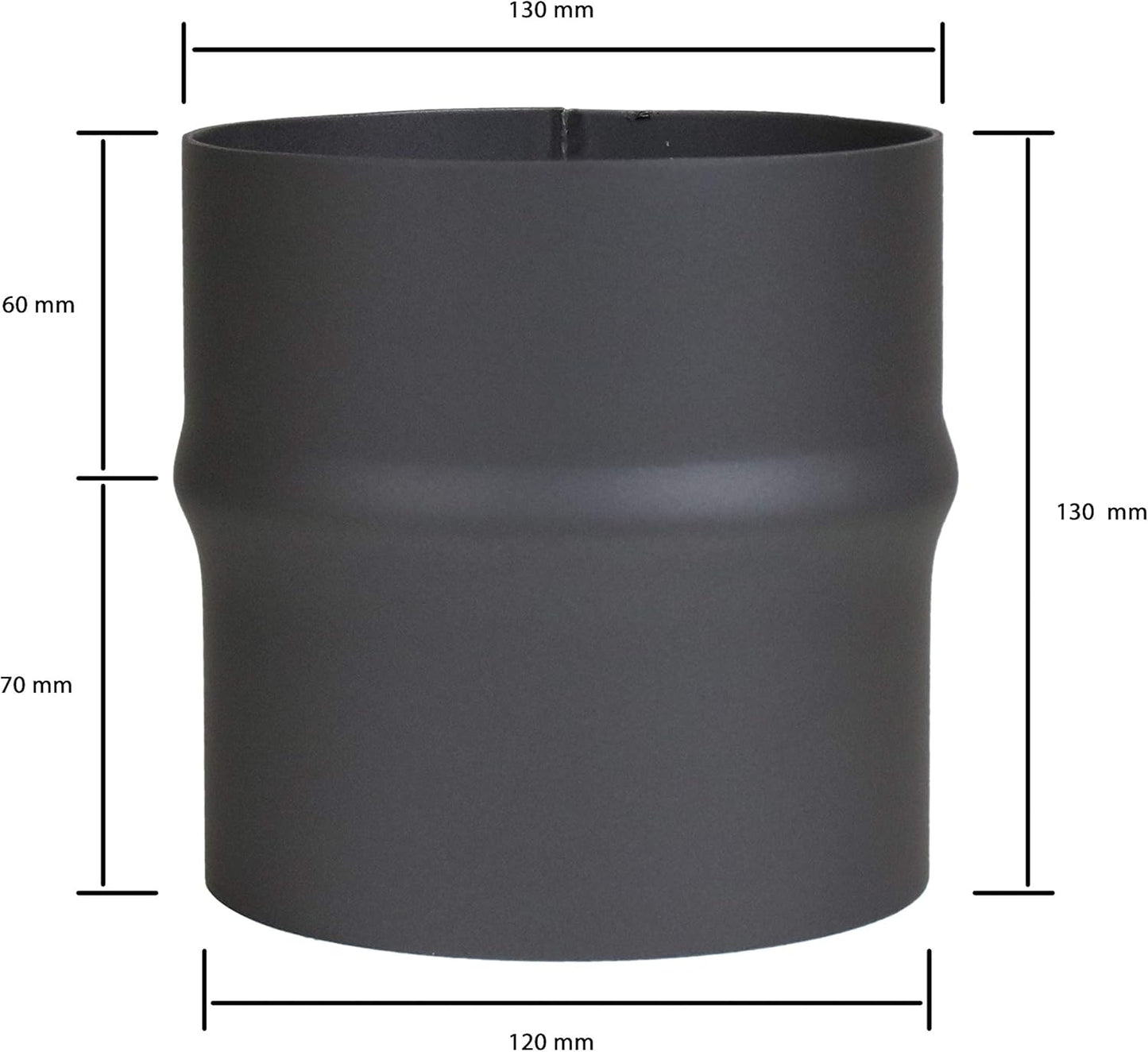 Ofenrohr Erweiterung, Ø 120 mm auf Ø 130 mm Schwarz
