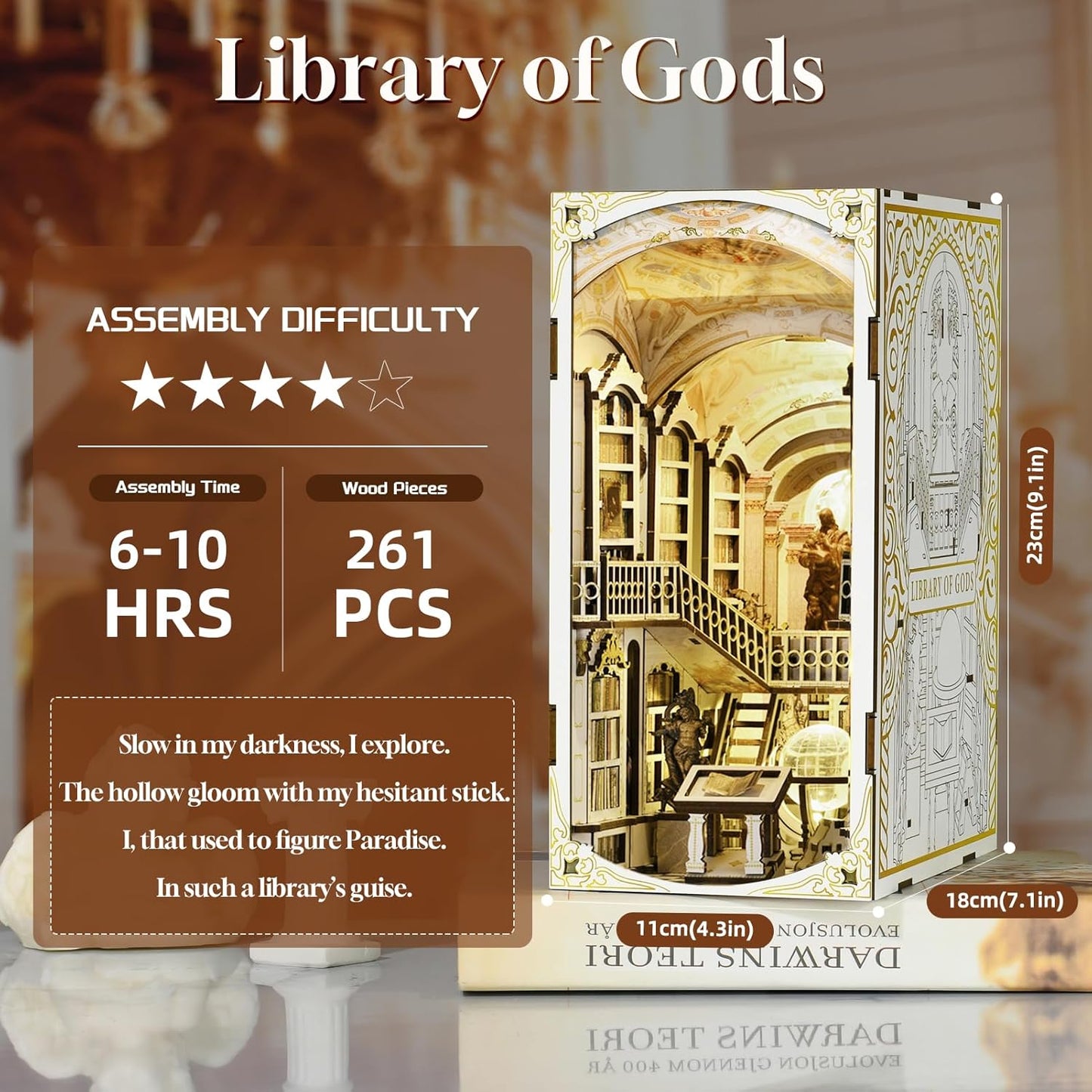 Book Nook Kit Library of Gods mit LED-Licht, Library Of Gods