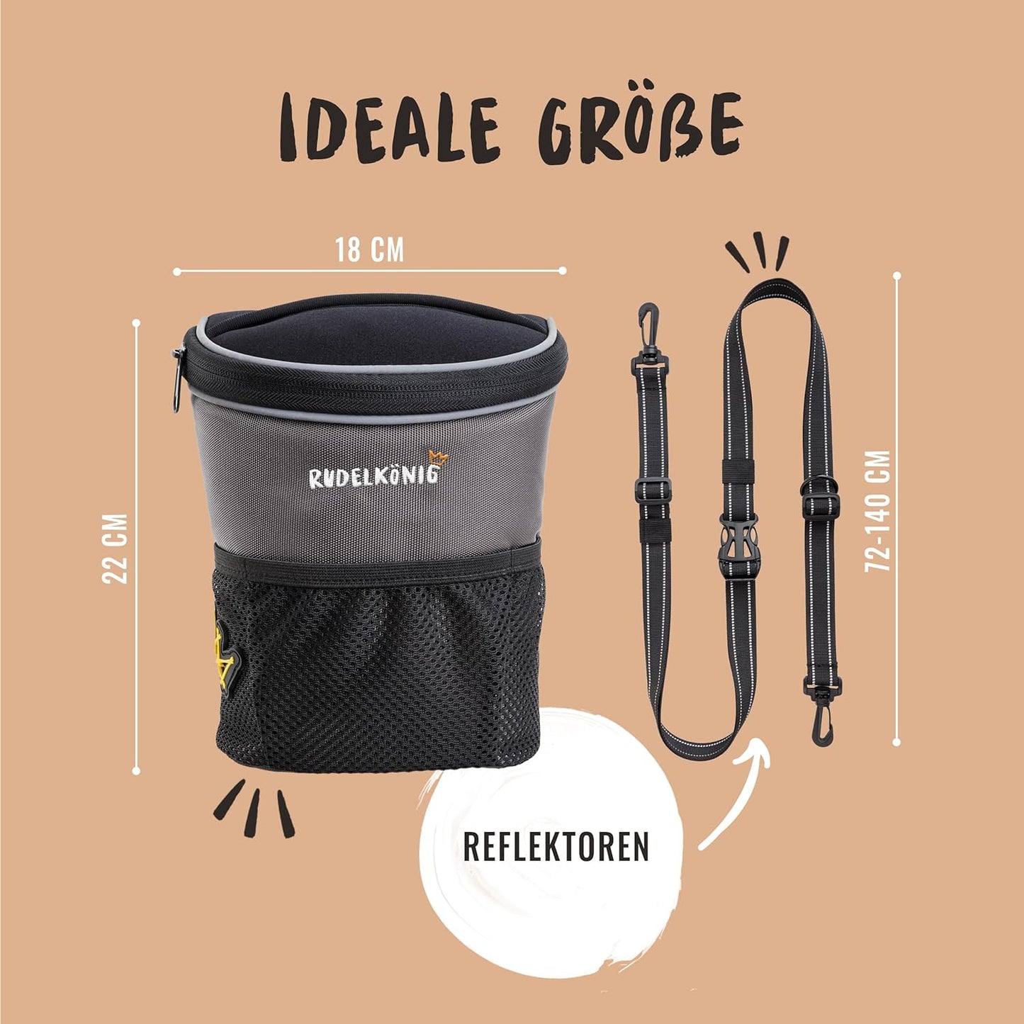 Leckerlitasche mit Kotbeutelspender, Basic Grau