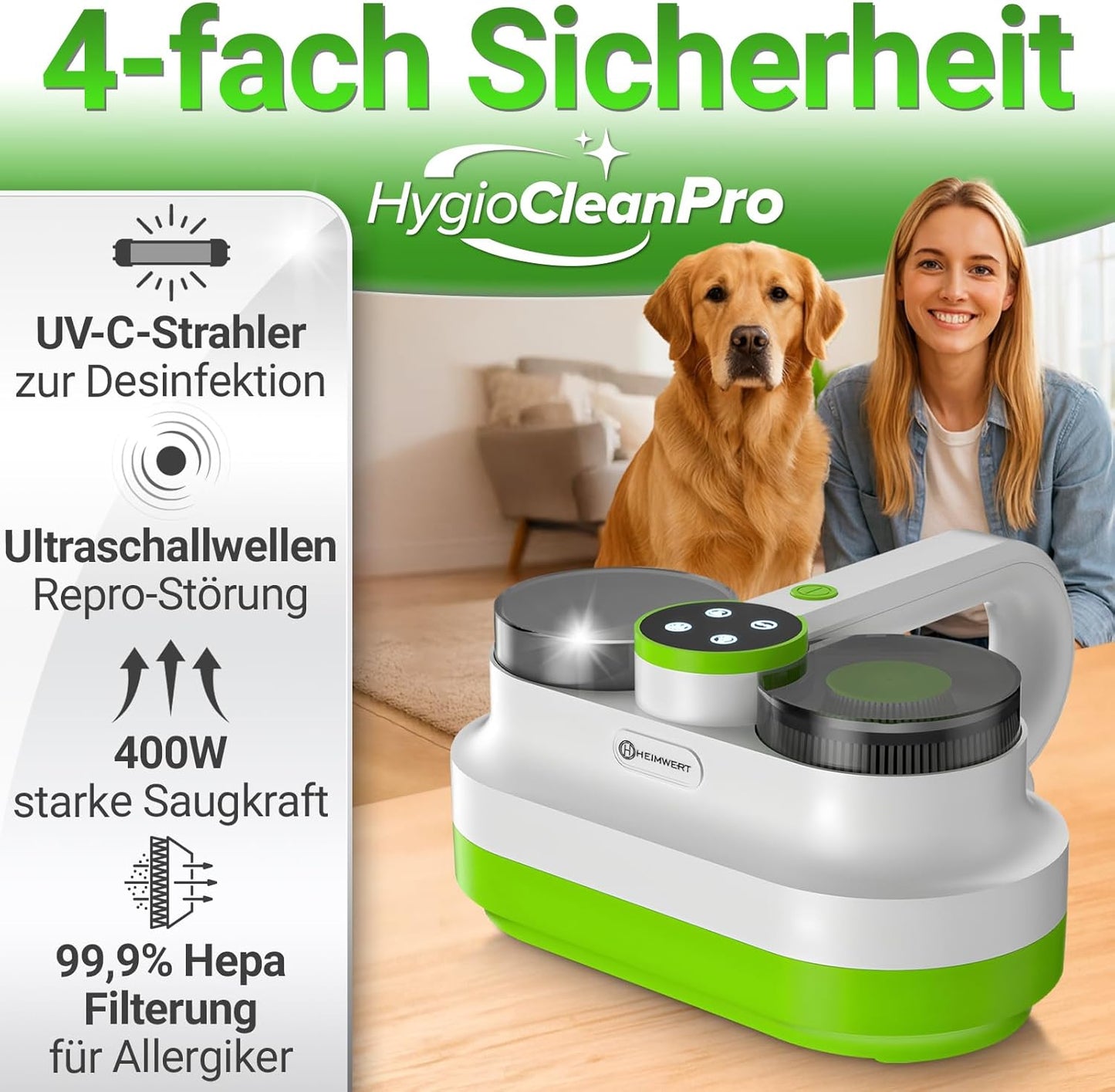Milbensauger für Matratzen & Polster mit UV-C Licht, Gerät