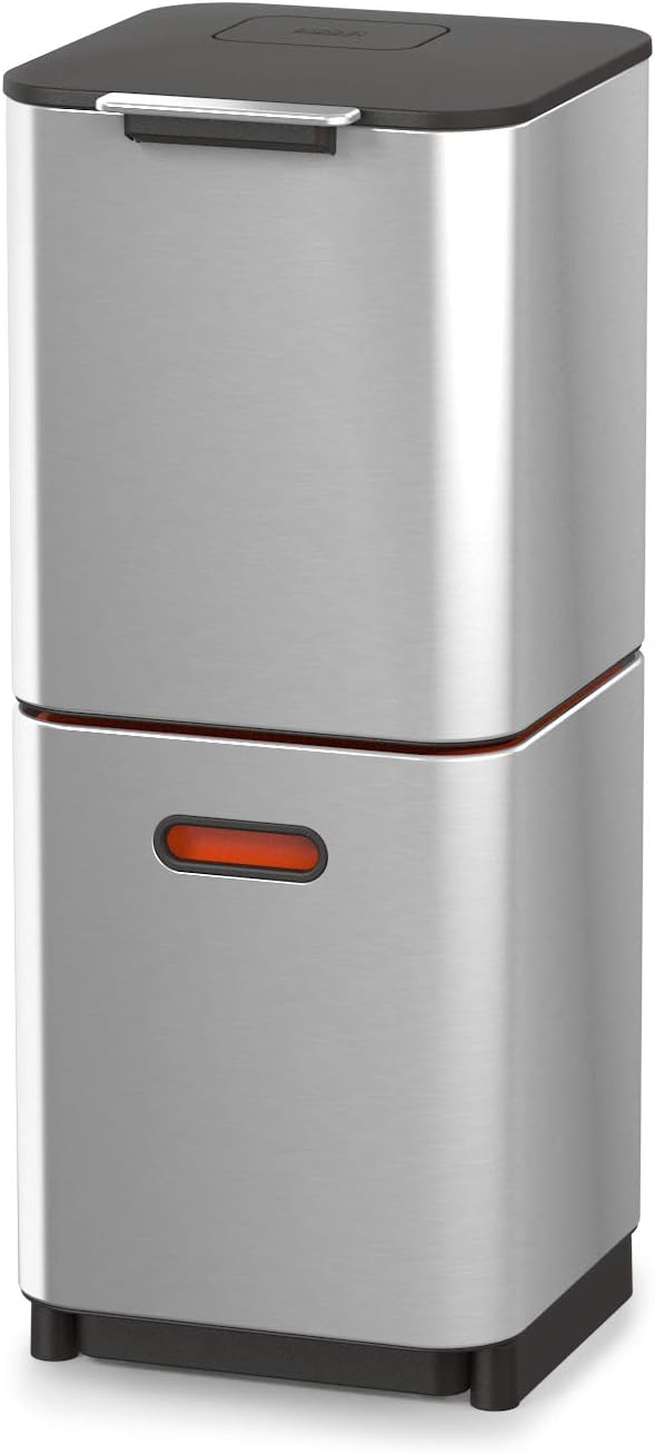 IntelligentWaste Totem Compact 40 Mülltrennsystem mit Biomüllfach, Edelstahl 40L