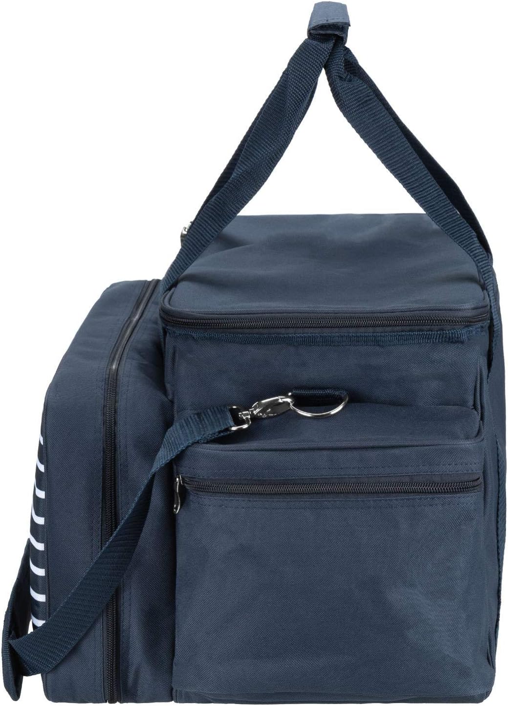 XXL Picknicktasche Set für 6 Personen (57-teilig), Navy Blau Weiss