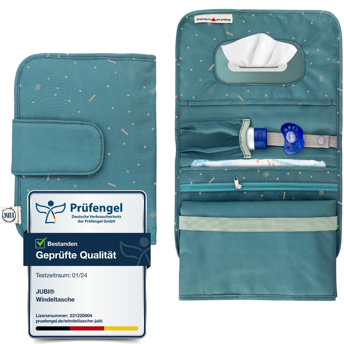 Windeltasche mit Wickelunterlage für unterwegs, Grün-blau S
