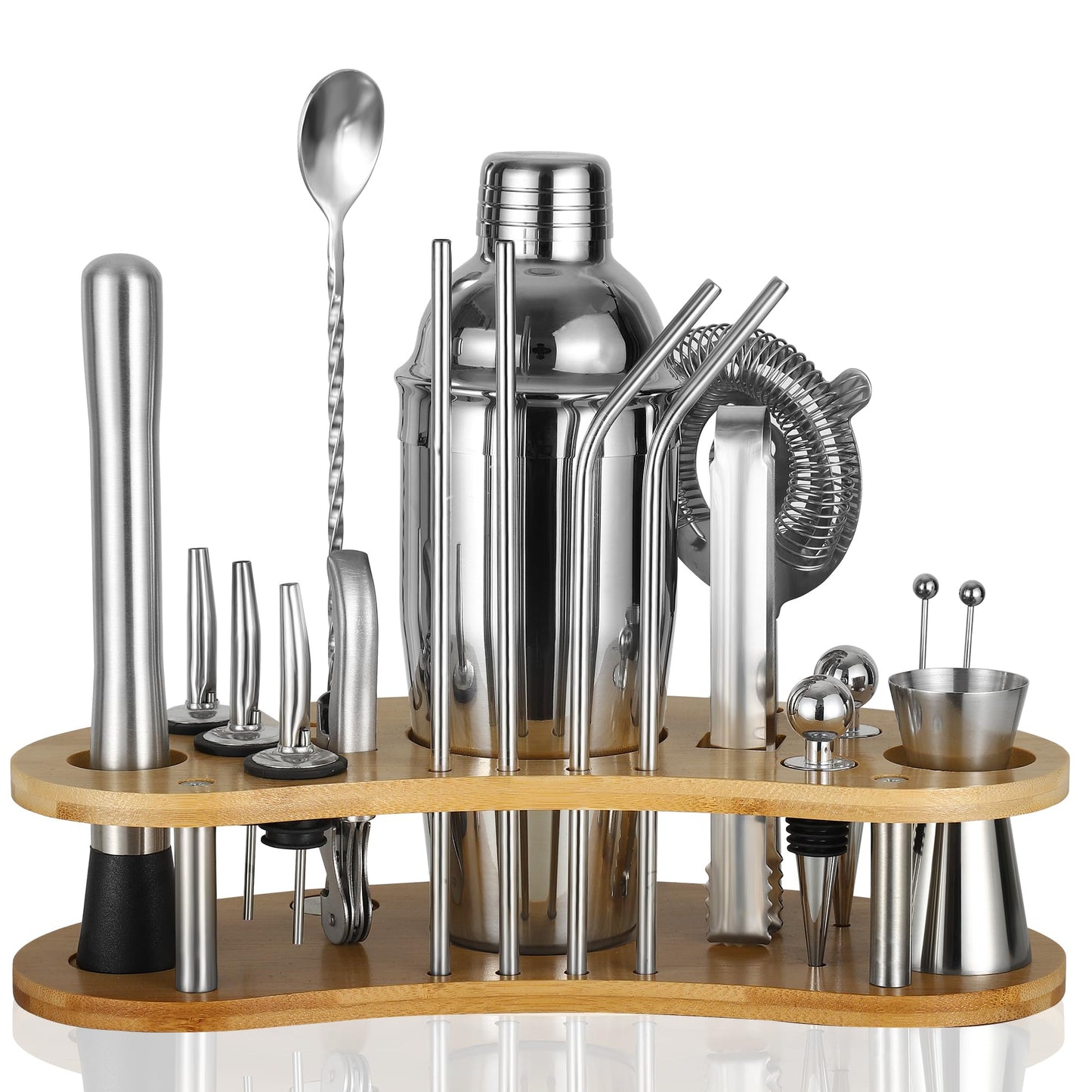 Cocktail Shaker Set, Silber-19 Stück