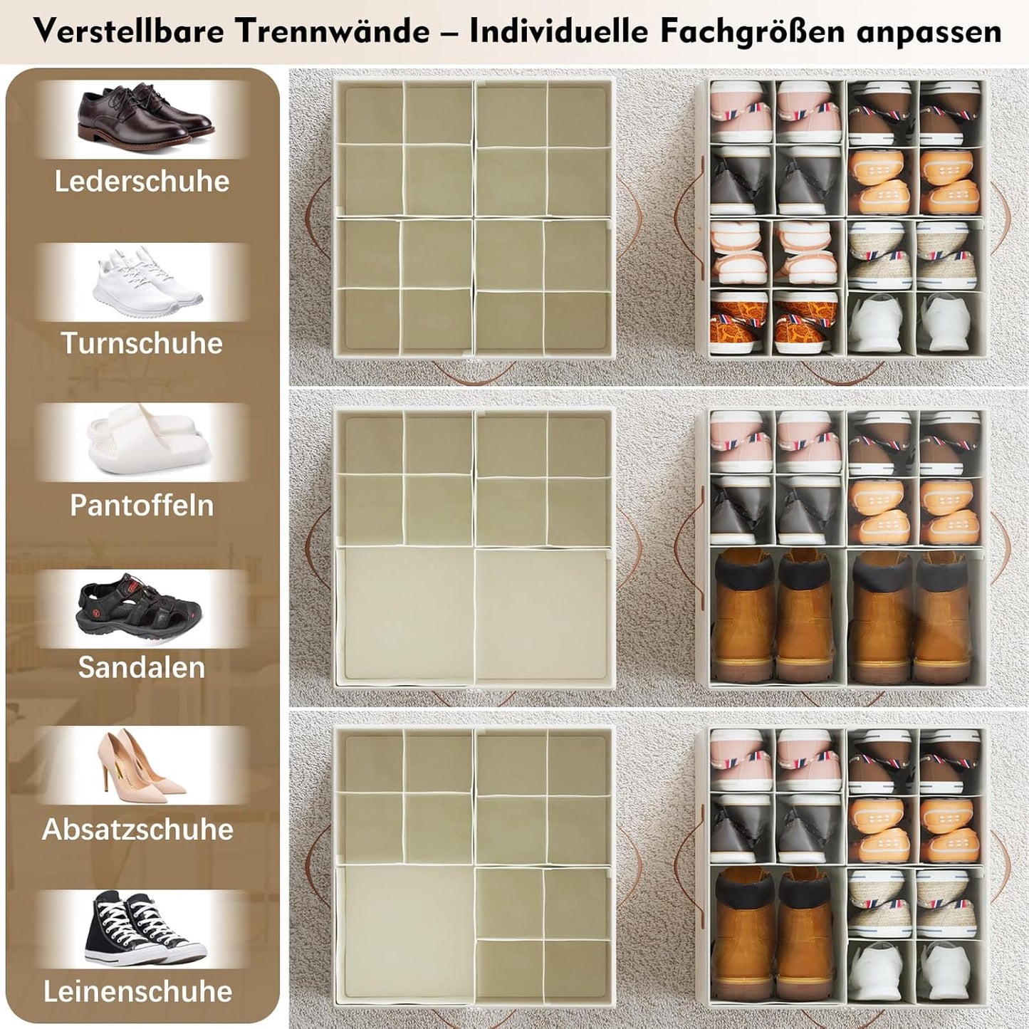Schuhorganizer mit verstellbaren Trennwänden, ONE PACK