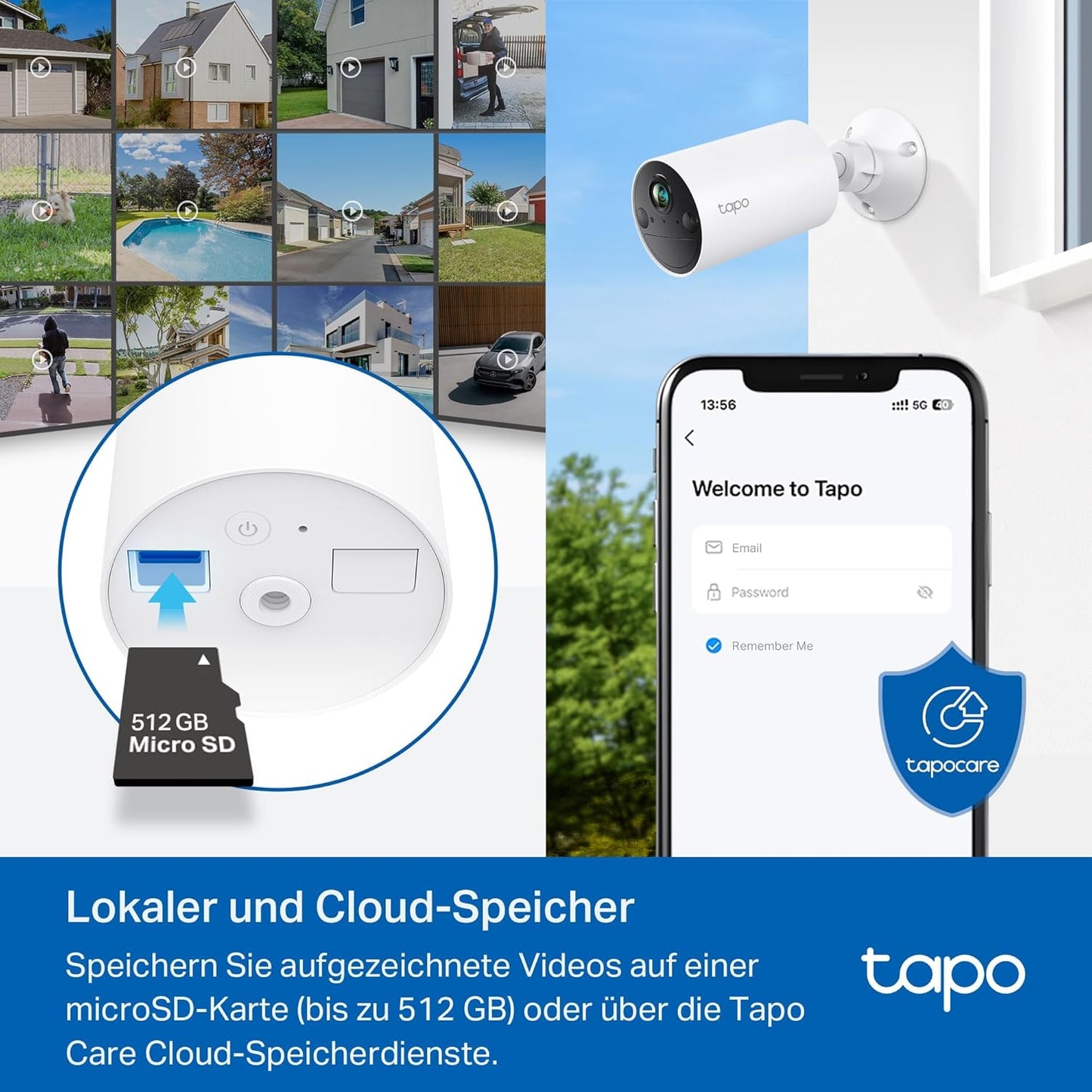 4er-Set Überwachungskamera C410, Aussenkamera Akku 4pk