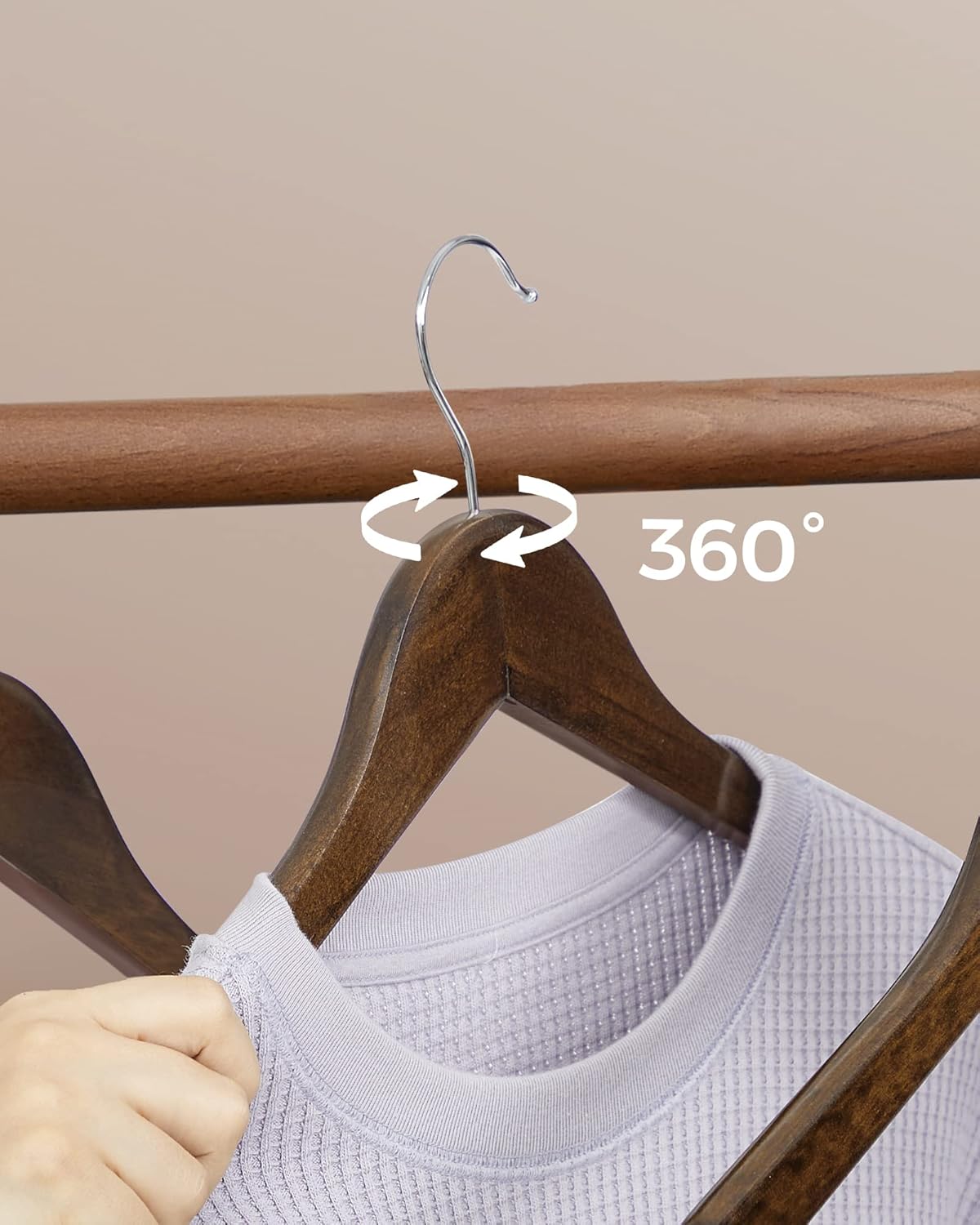 10-teiliges Kleiderbügel Set mit Hosensteg, Dunkelwalnussfarben + Silbern / 10 Stück