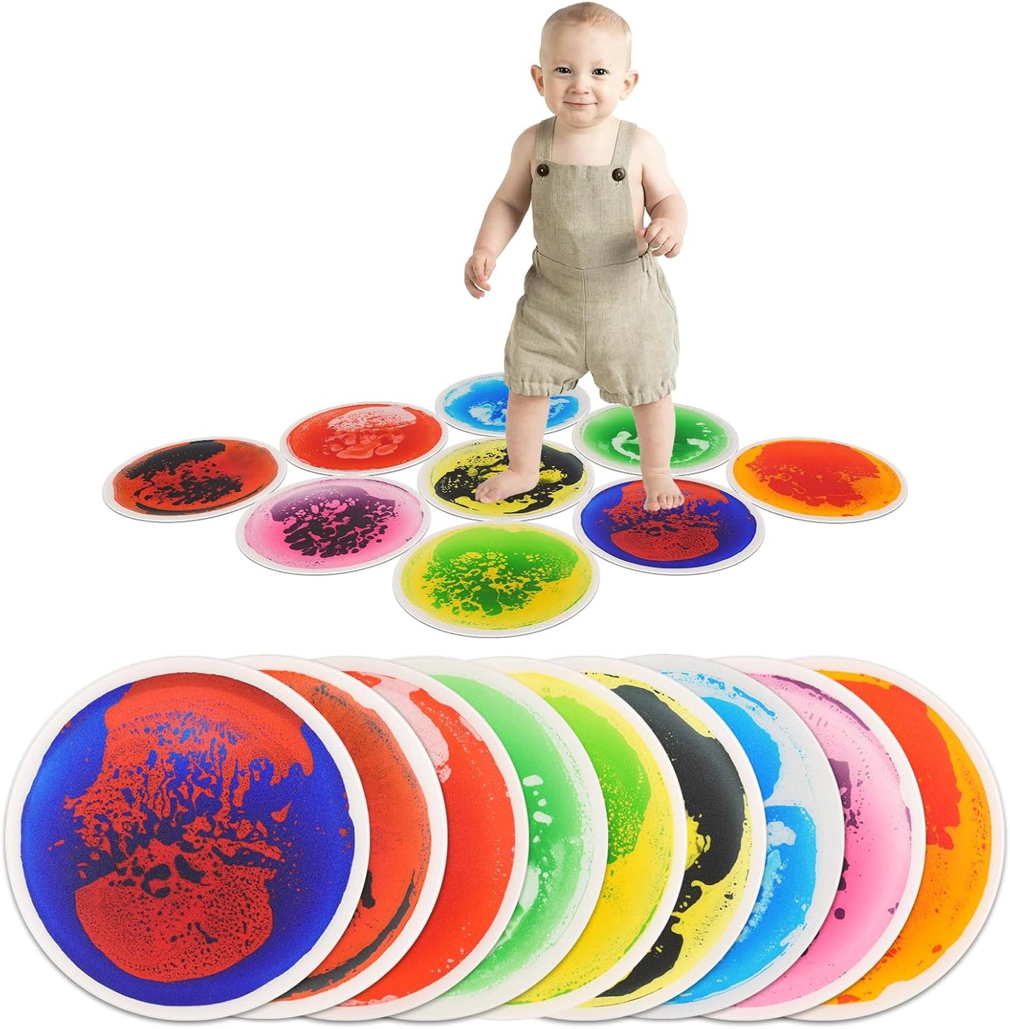Sechseckige sensorische Bodenfliesen-Set (9 Stück), 30×30cm (Rund)