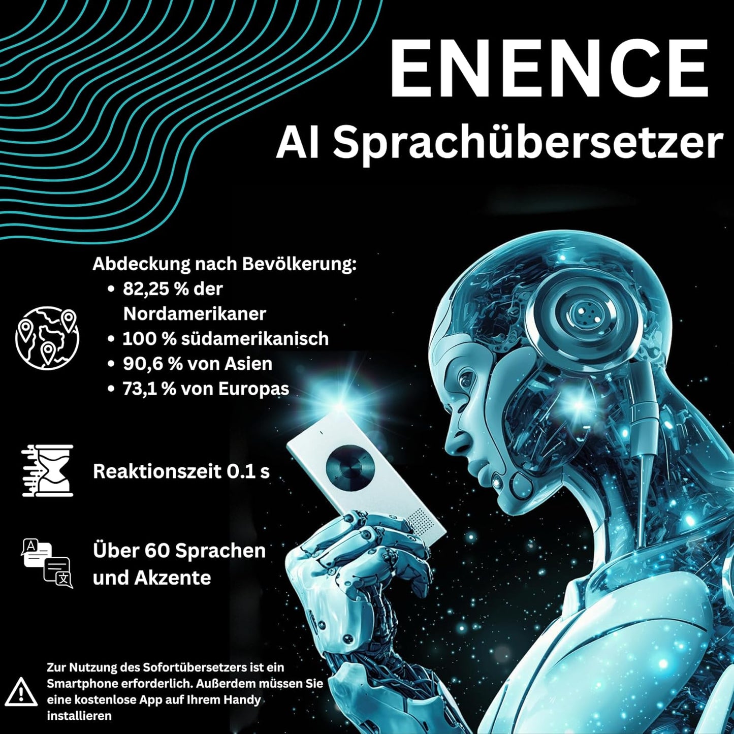 Zwei-Wege-Echtzeit-Übersetzer für 60+ Sprachen