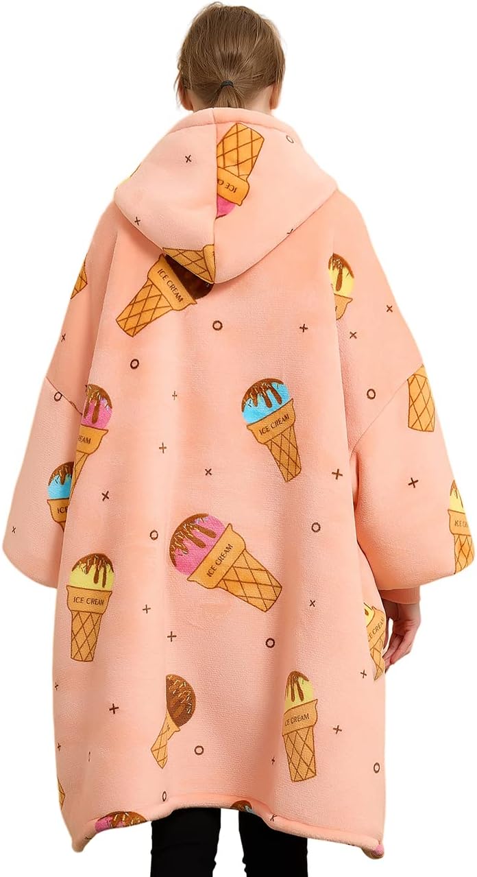 Tragbarer Hoodie-Decken-Pullover für Erwachsene, Druck-Eis Adult