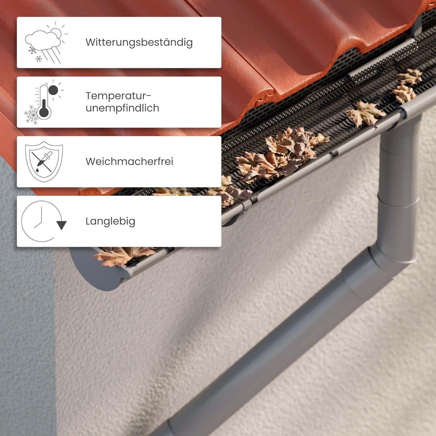 30-teiliges Laubschutz Dachrinnenabdeckung-Set, 100cm, 30 Stk, Braun