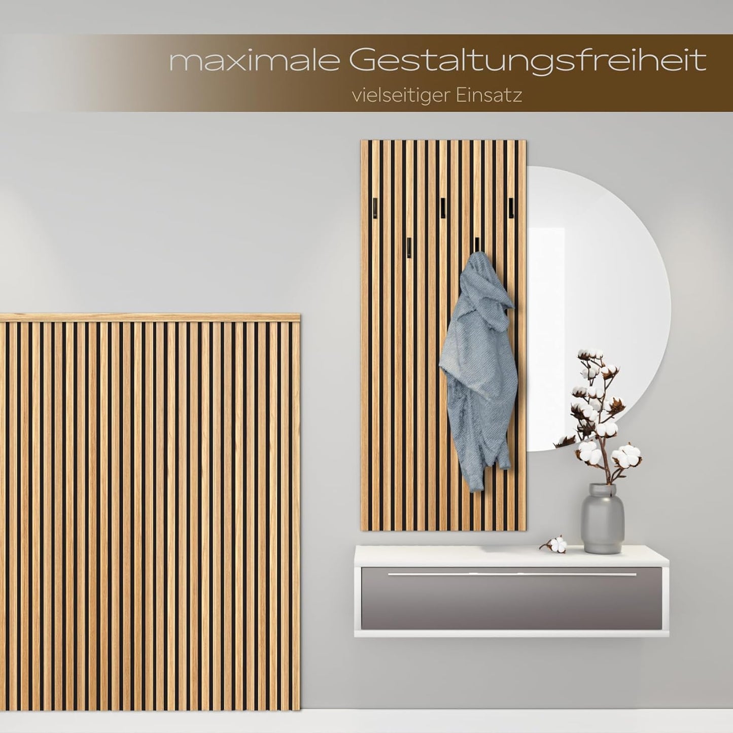 Akustikpaneele, Pecan 1x 1,385 Meter - 0,83 m²