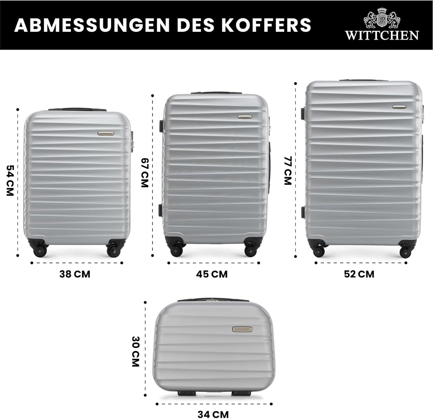 4er-Set Hartschalen-Koffer, Grau Koffer-Set 4tlg.