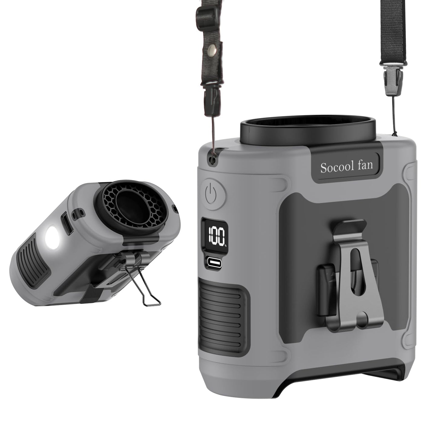 Tragbarer Taillenventilator, Grau
