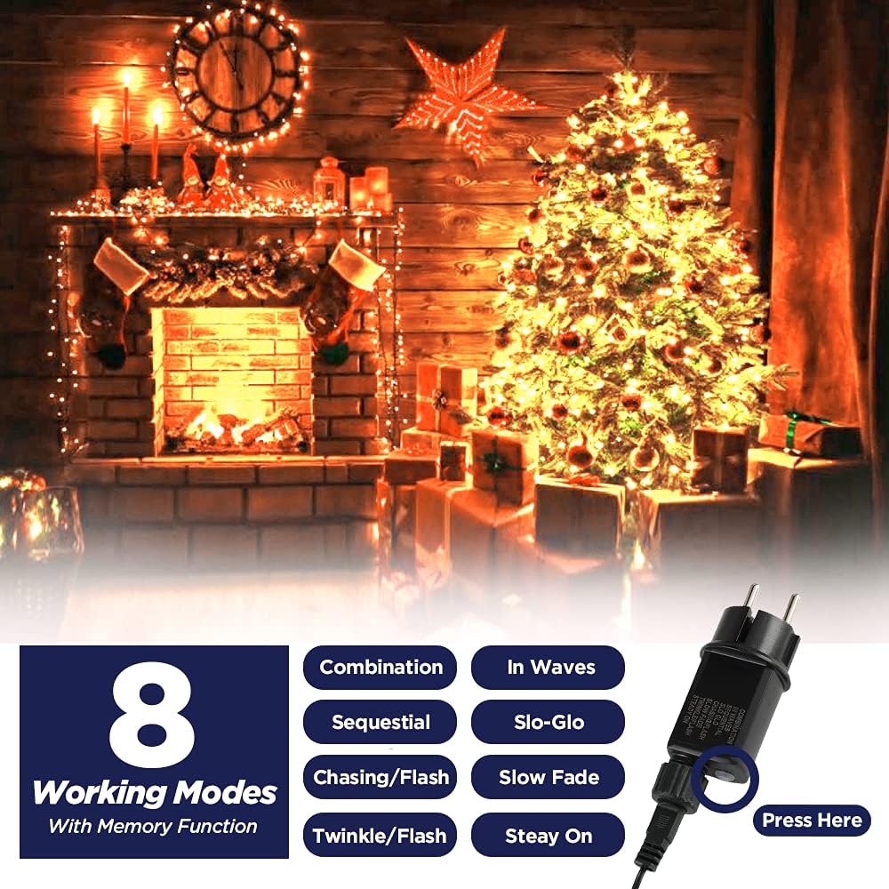 Weihnachtsbeleuchtung, Warmweiss, 25M-1000 LED