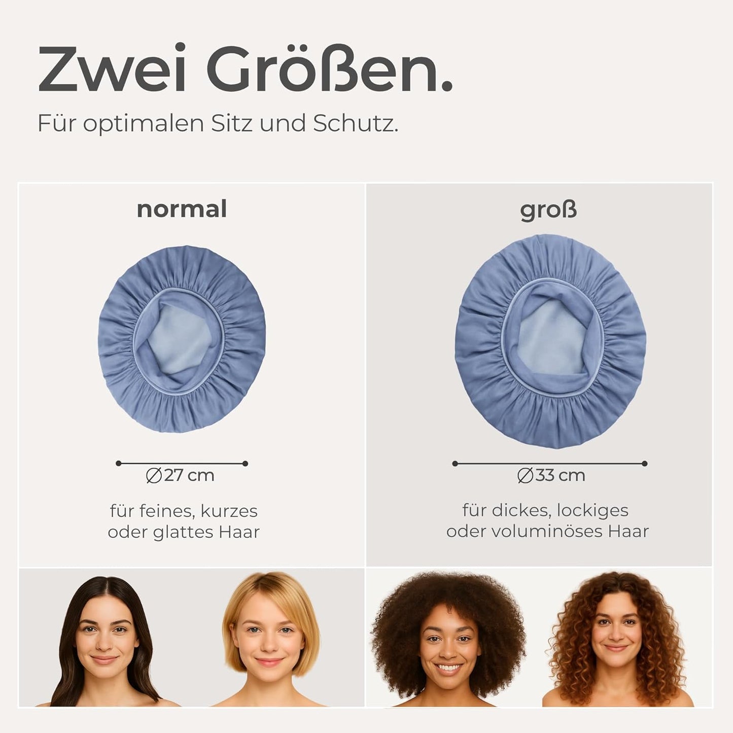 Verstellbare Schlafhaube mit Elastikband, Blau - Gross