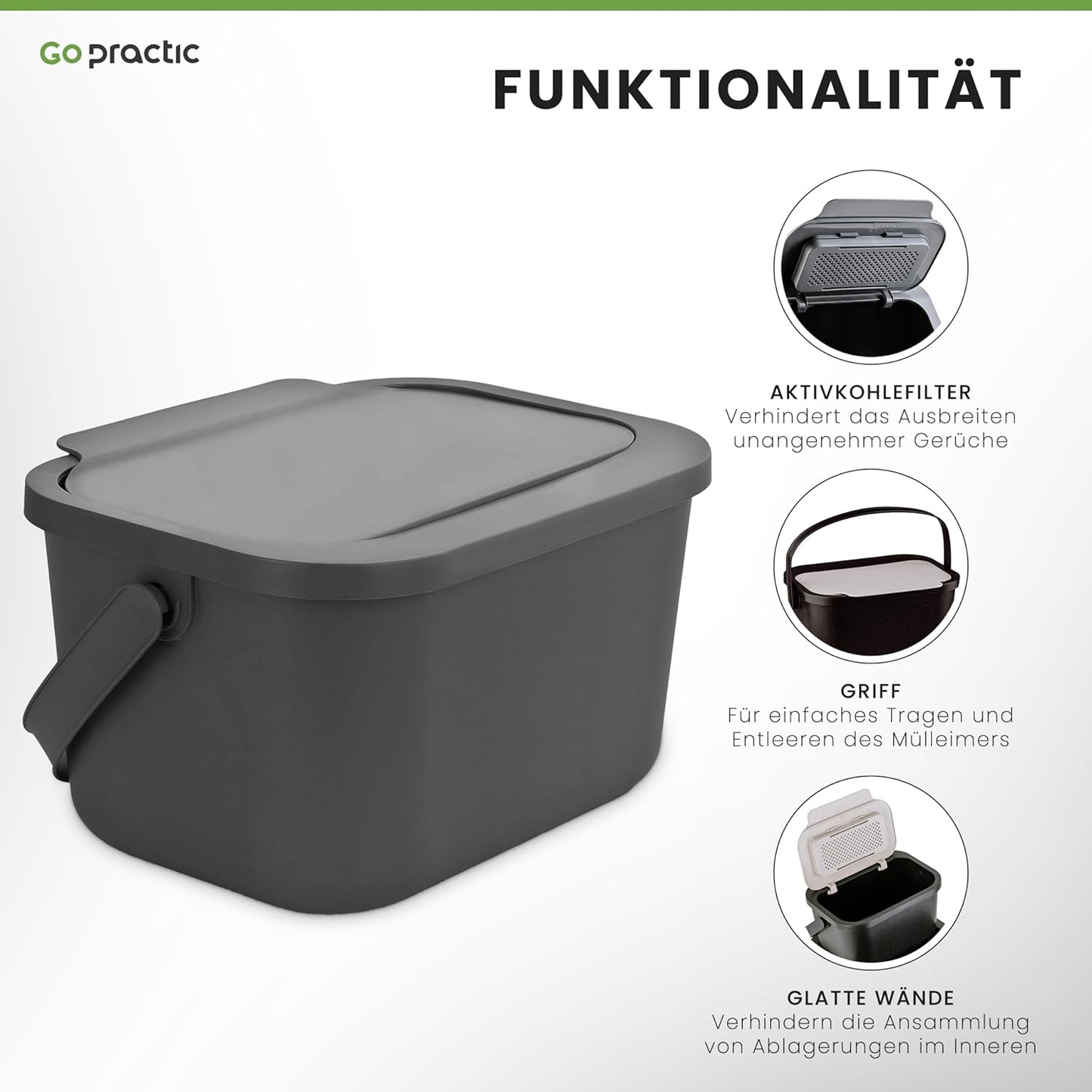 4,5L Biomülleimer, 4,5L Grau