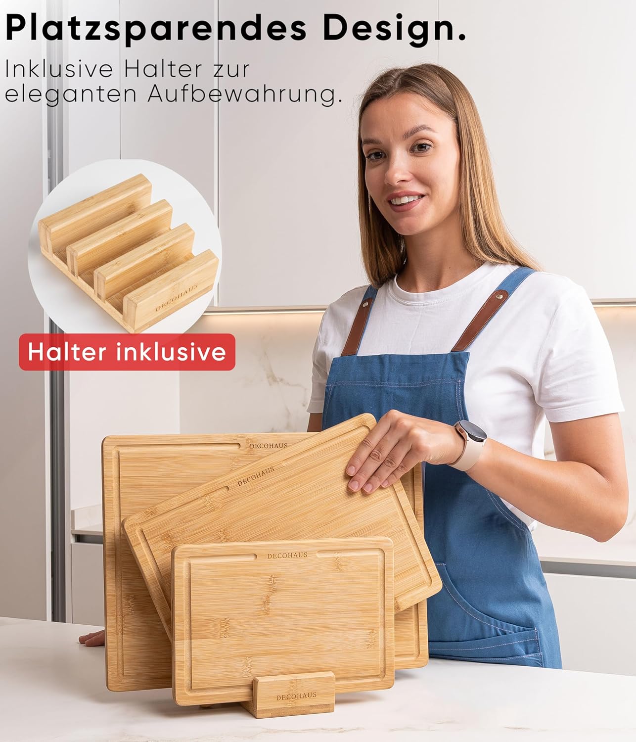 Holzschneidebrett-Set, 3er Set, Bambusholz